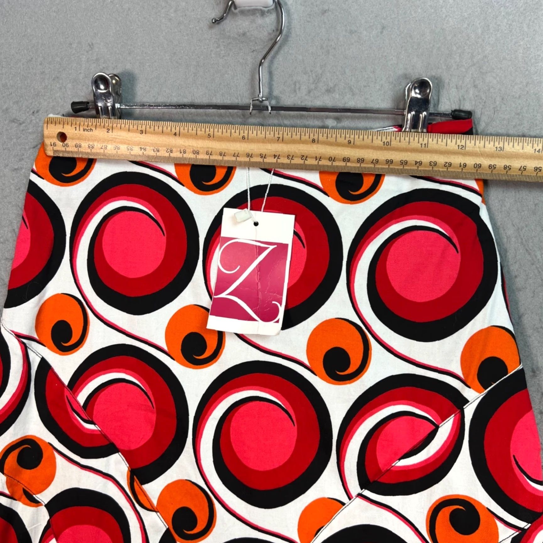 Vintage Zeena Womens XS Red & Orange Retro Circle Print Maxi Skirt Cotton Blend Taken In Size 26" / US 2 / IT 38 - 5 Thumbnail