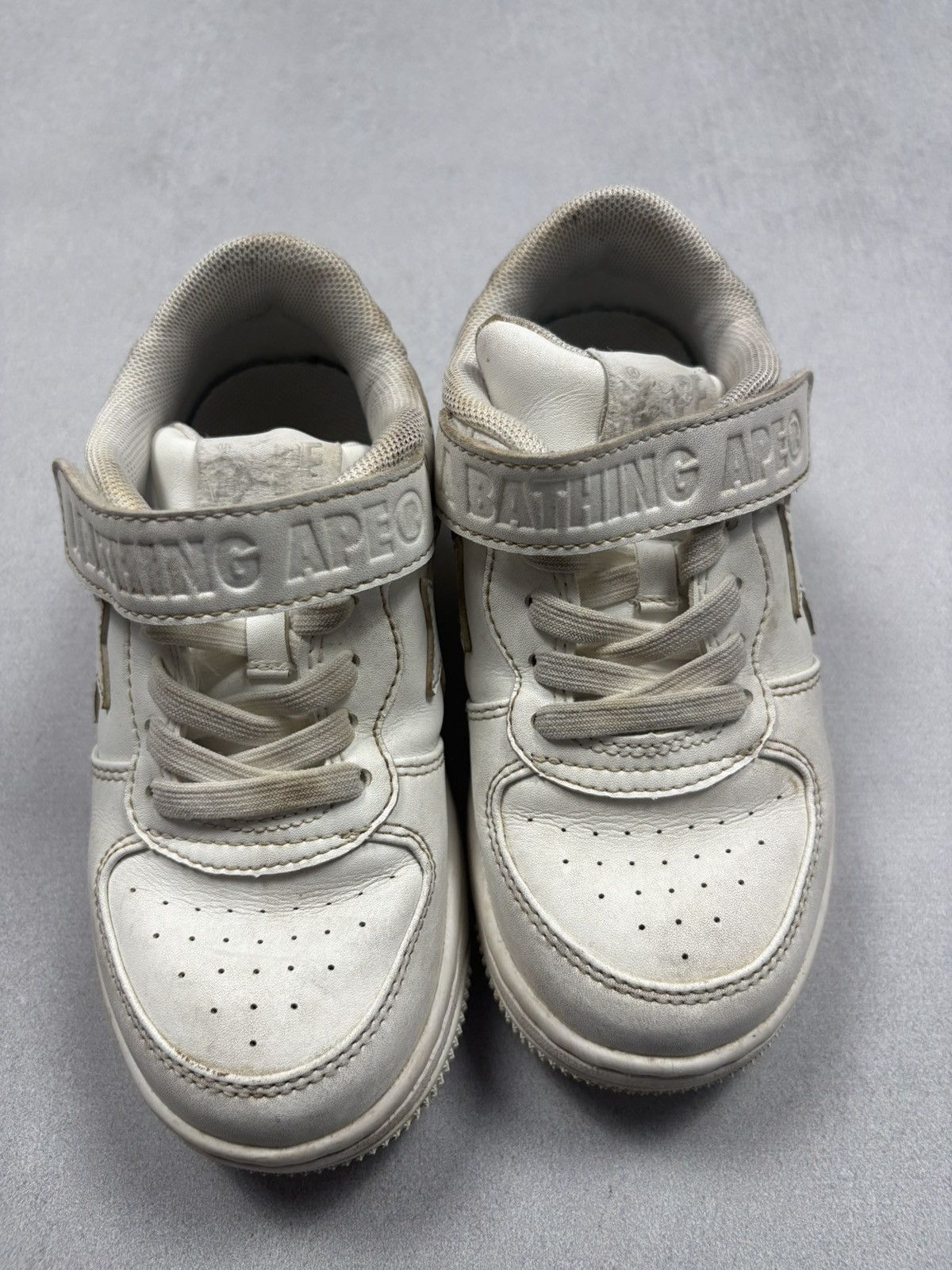 Bape A Bathing Ape Bapesta M2 Low Kids Velcro Triple White US 11K Size US 5 / EU 37 - 3 Thumbnail