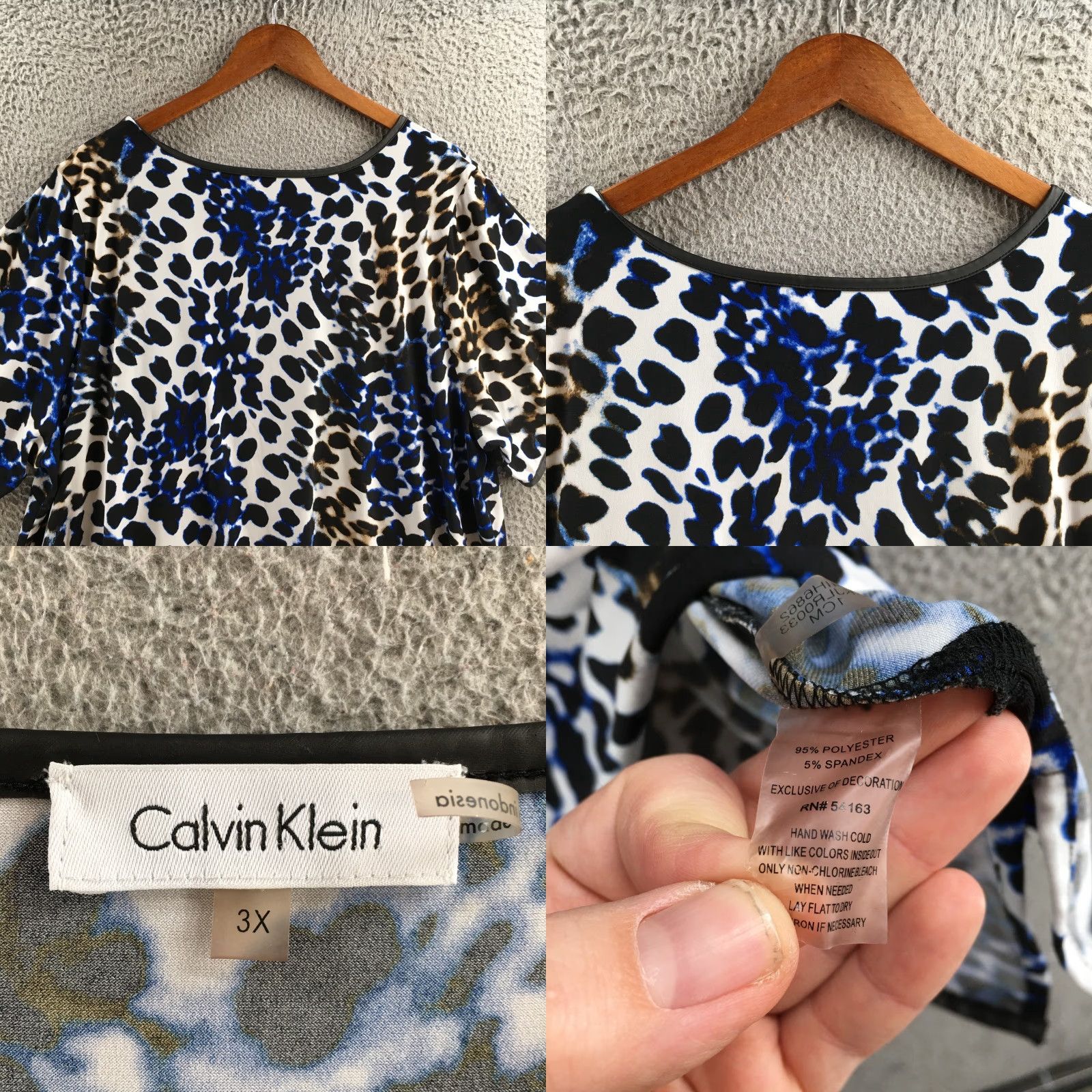 Calvin Klein Calvin Klein Collection Blouse Womens 3X Multicolor Animal Print Short Sleeve Top Size XXL / US 16-18 / IT 52-54 - 8 Thumbnail
