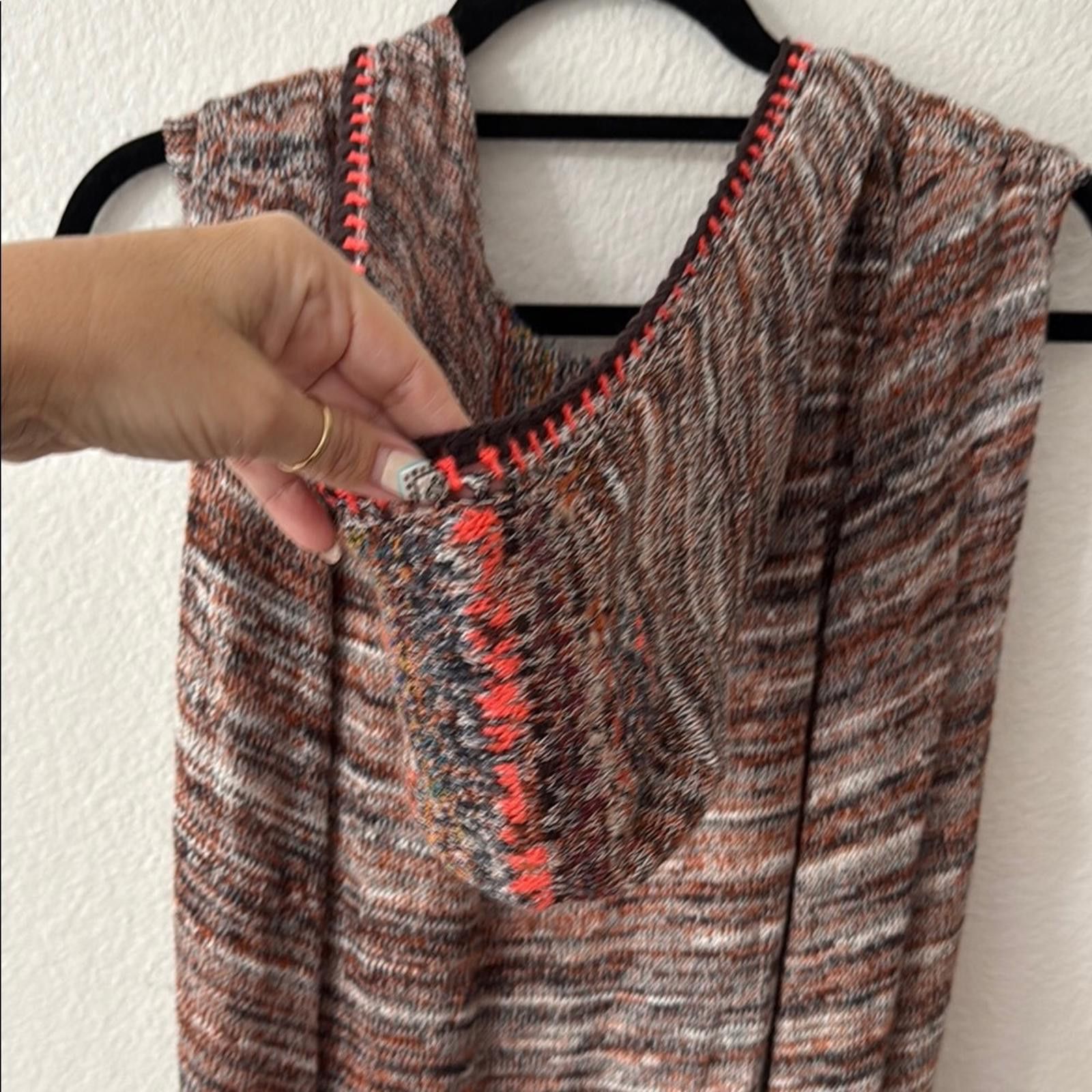 Free People Free People Multicolor Sleeveless Knit Vest with Fringe Size S / US 4 / IT 40 - 4 Thumbnail