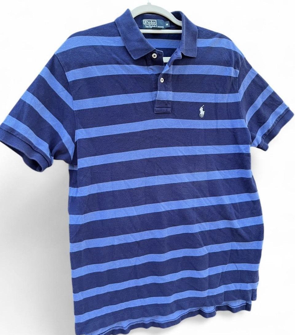 Polo Ralph Lauren Vintage Polo Ralph Lauren Striped Polo Shirt Blue Boxy Size US M / EU 48-50 / 2 - 2 Thumbnail