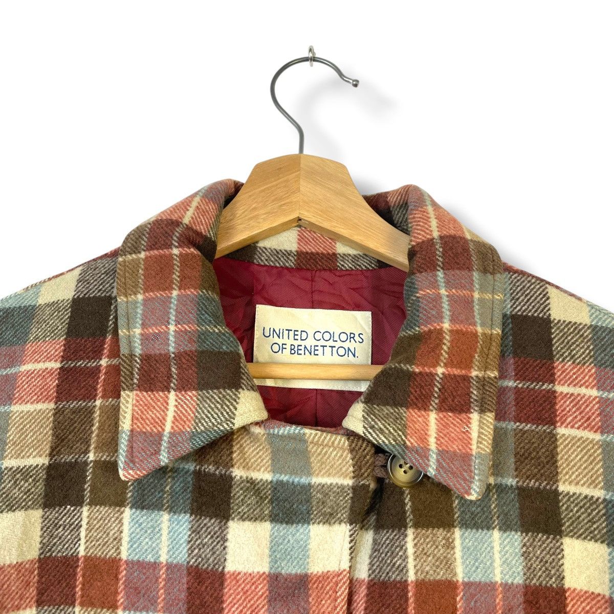 United Colors Of Benetton UNITED COLORS OF BENETTON PLAID WOOL DUFFLE JACKET Size US XL / EU 56 / 4 - 9 Thumbnail