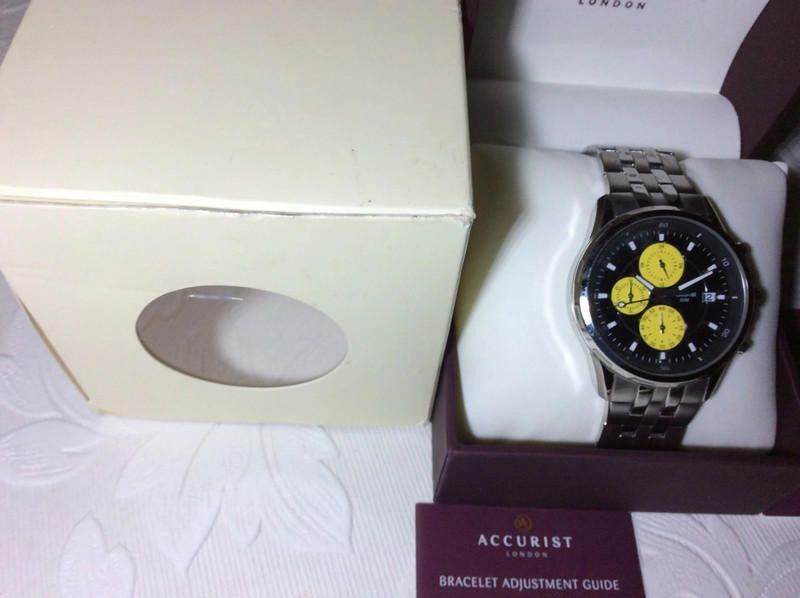 Designer Accurist men's yellow dial stainless steel watch Size ONE SIZE - 3 Thumbnail