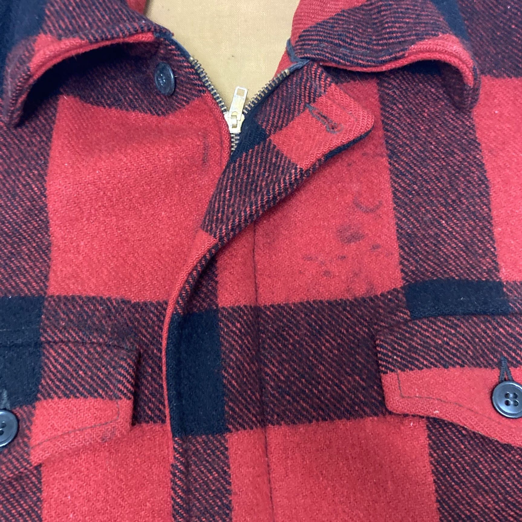 CO Weather Wise Jacket Mens XL Wool Buffalo Plaid 60s 70s VTG Red Overcoat Men XL Size US XL / EU 56 / 4 - 6 Thumbnail