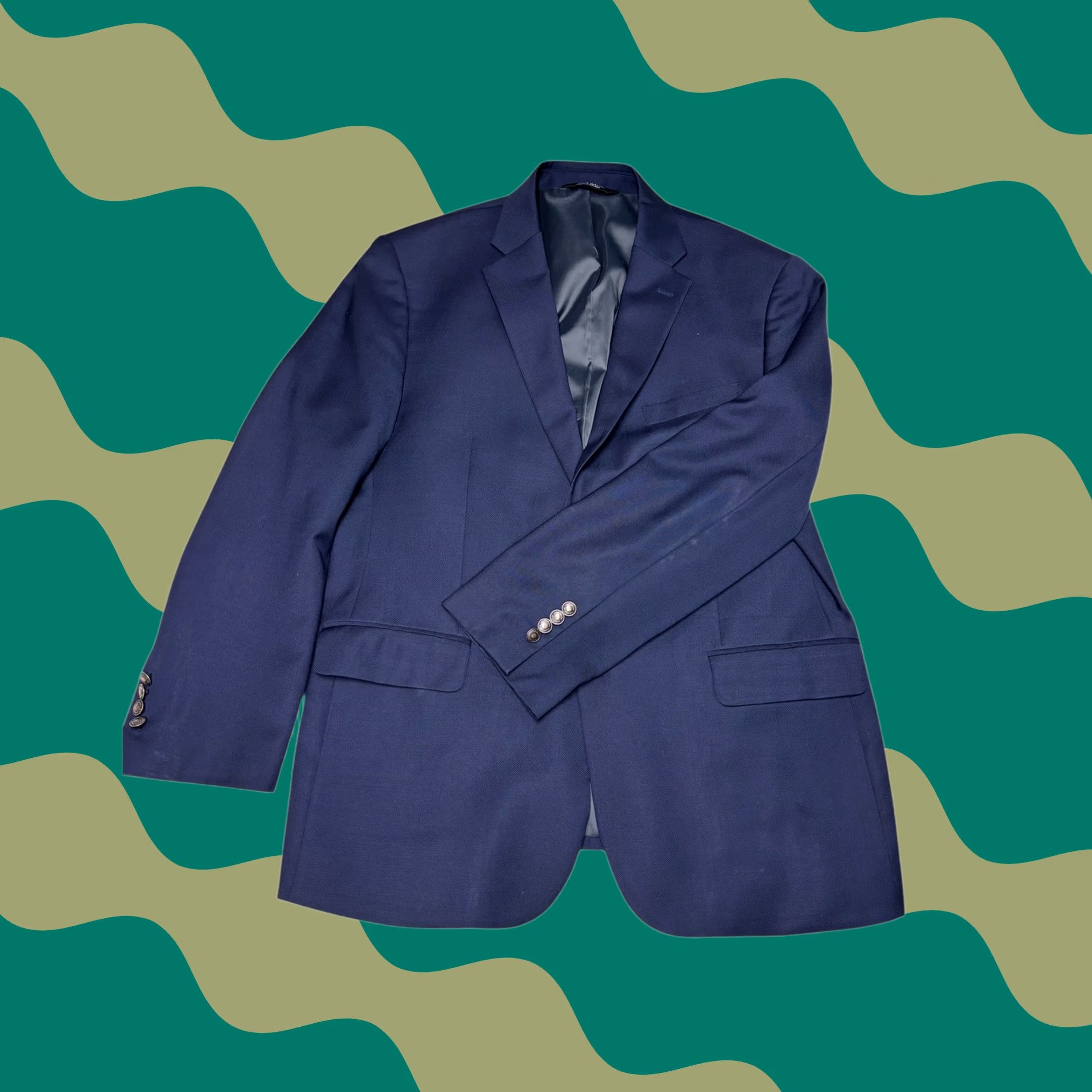 Vintage JO S A BANK Blazer Mens 44 Regular Navy Wool Traveler Utility Size 44R - 1 Thumbnail