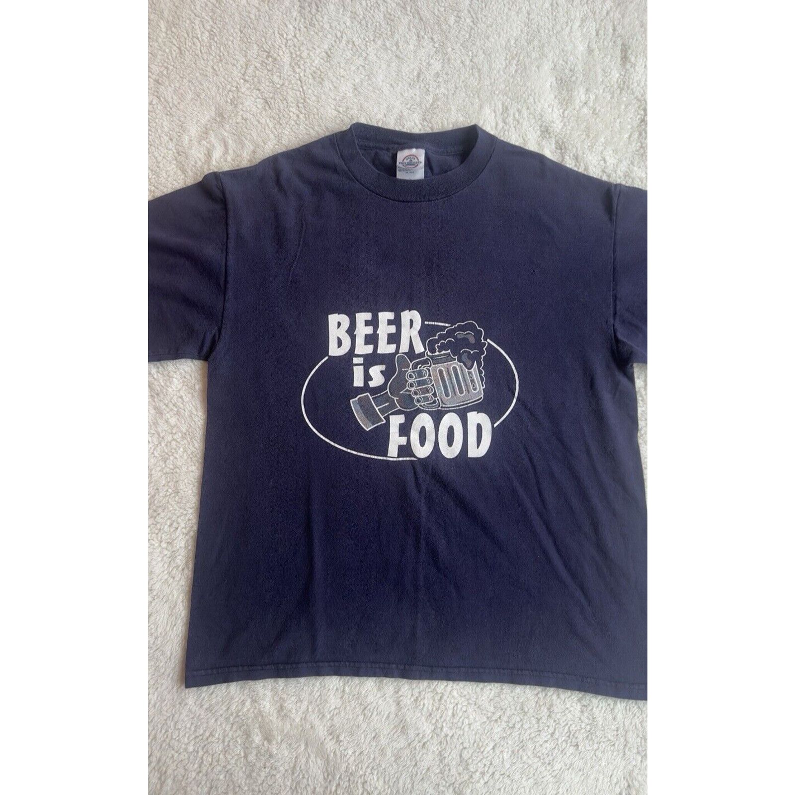 Delta Vtg Y2K Beer is Food Navy Graphic Shirt Delta Mens Sz M Size US M / EU 48-50 / 2 - 4 Thumbnail