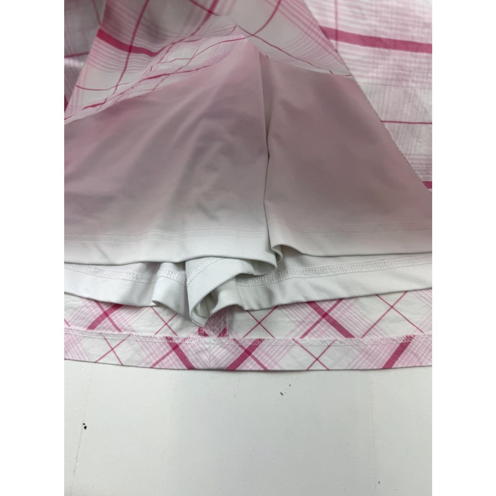 Pinko Lady Hagen Skort Womens 16 Pink Plaid Golf Athletic Built-In Shorts Pink Ribbon Breast Cancer Awareness Pink Plaid Short Skort Womens 16 Size 38" / US 16 / IT 52 - 2 Thumbnail