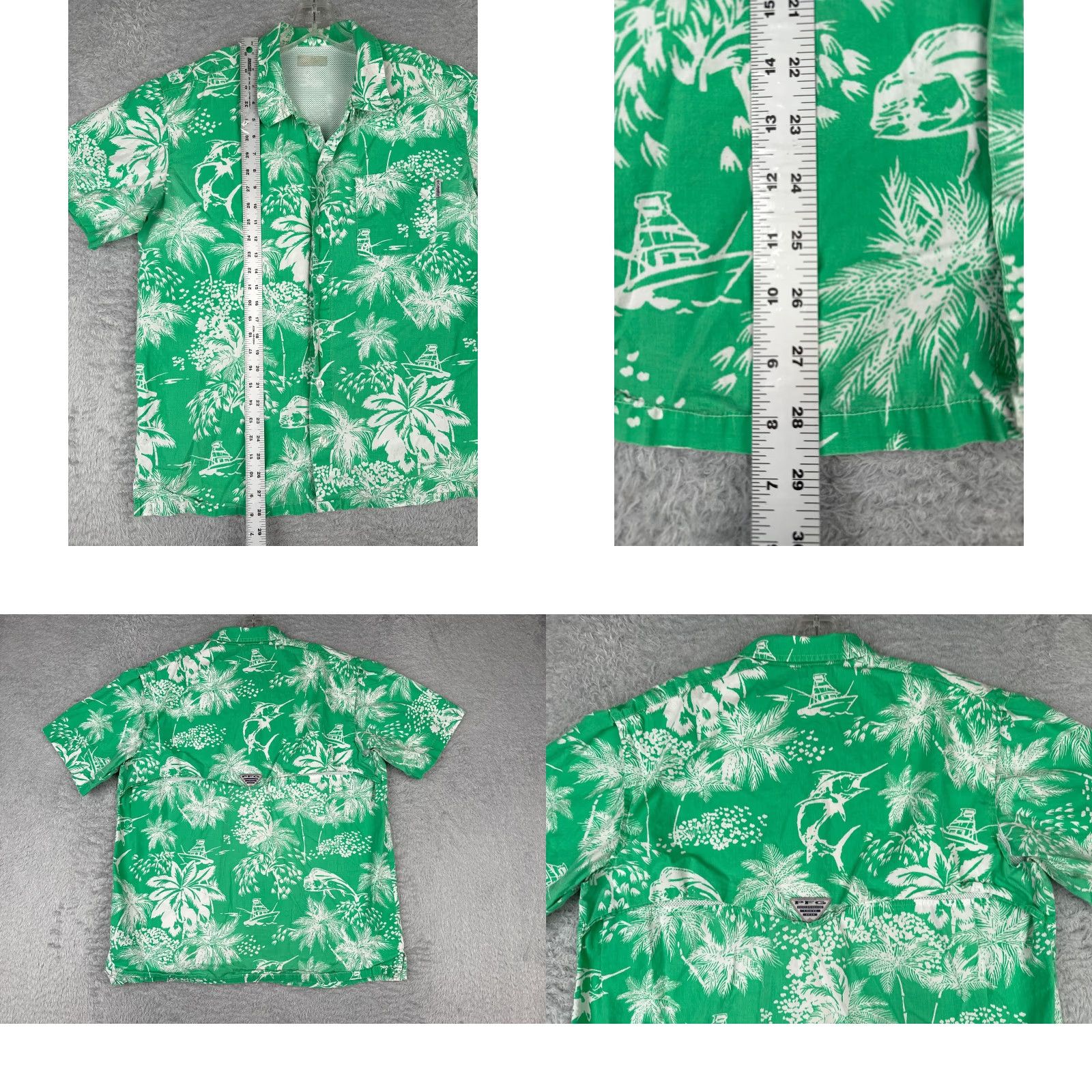 Vintage Columbia Shirt Men Large Green Floral Marlin Button Up PFG Fishing Boating Vent Size US L / EU 52-54 / 3 - 9 Thumbnail
