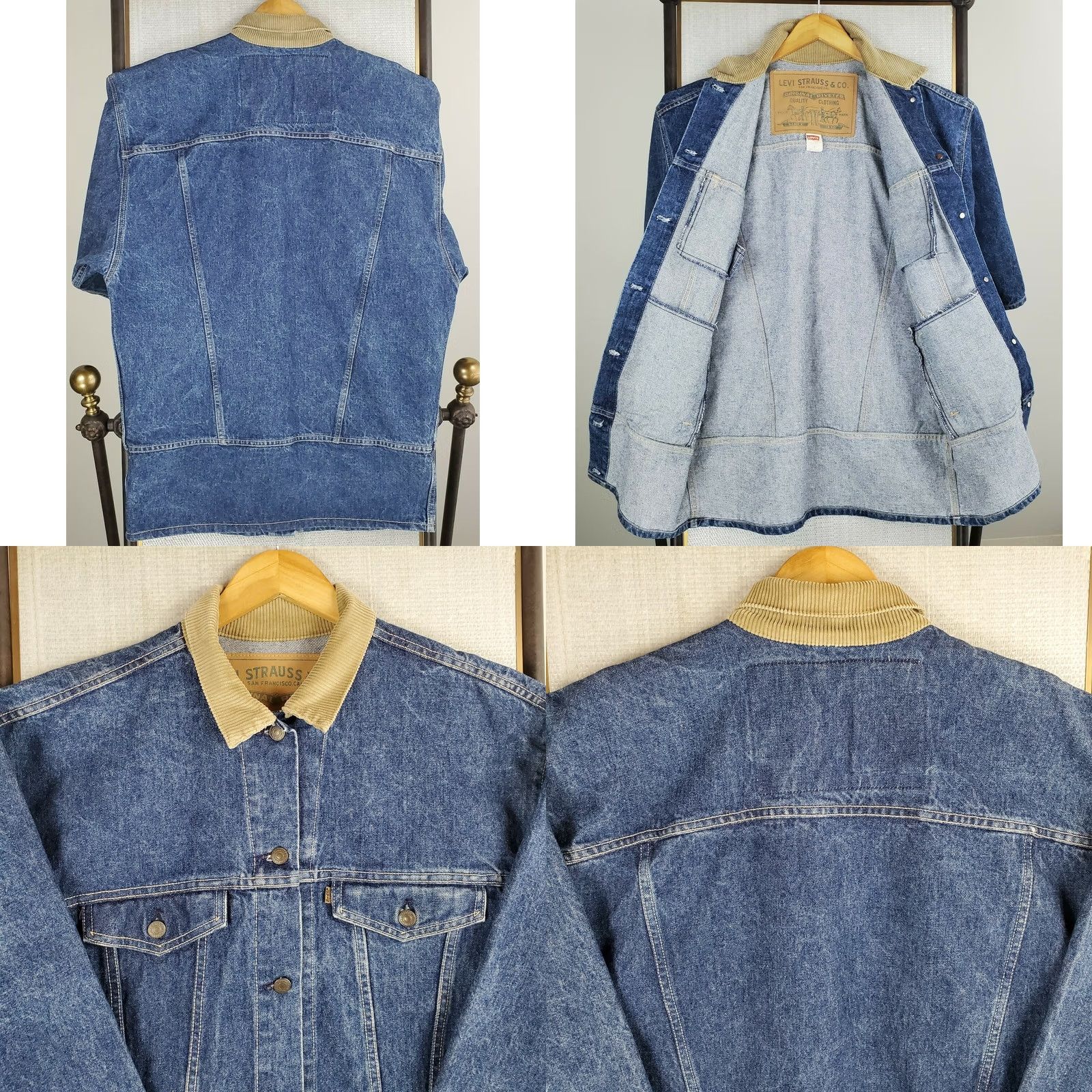 Levi's VTG Levi's Denim Chore Jacket Womens Large Blue Cotton Corduroy Collar Made in USA Vintage Coat Size L / US 10 / IT 46 - 8 Thumbnail