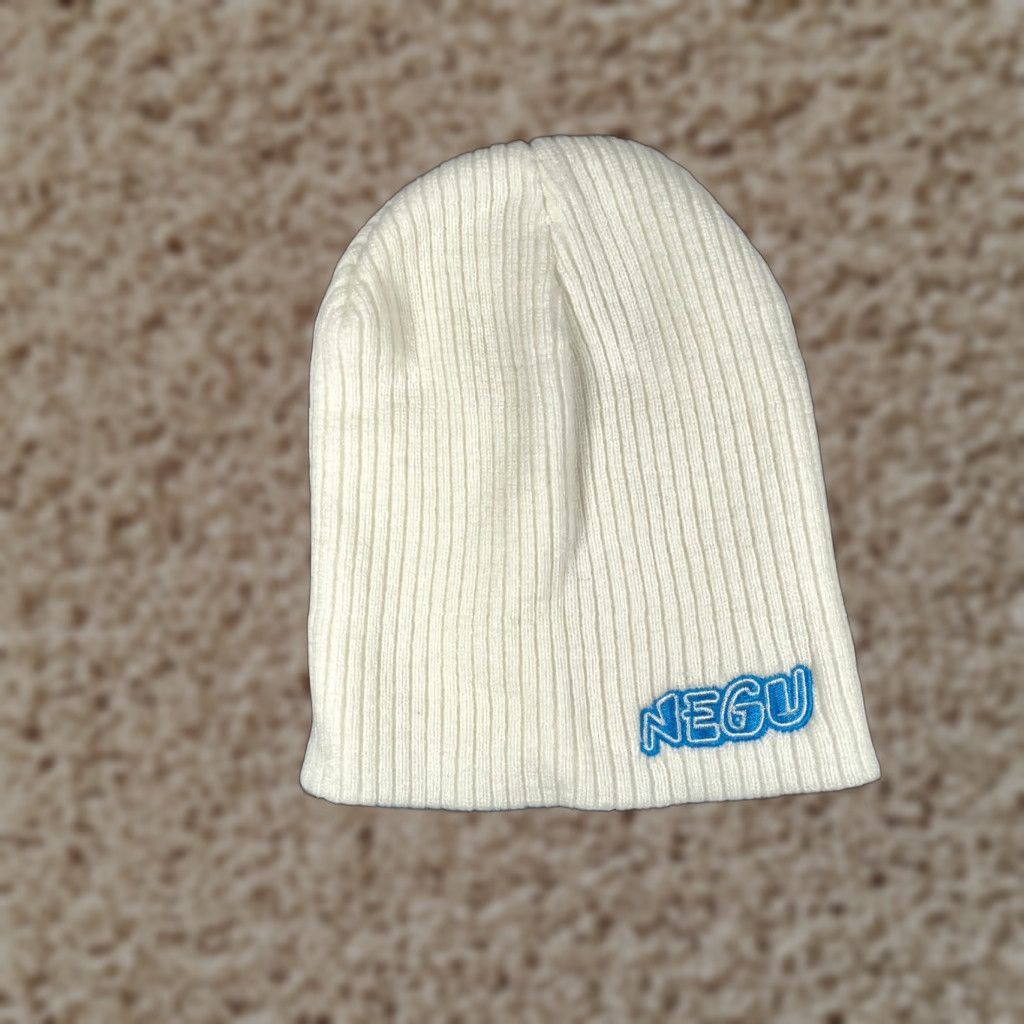 Vintage Negu Beanie Toque Adult One Size White Ribbed Knit 100% Acrylic Fight Cancer Size ONE SIZE - 1 Thumbnail