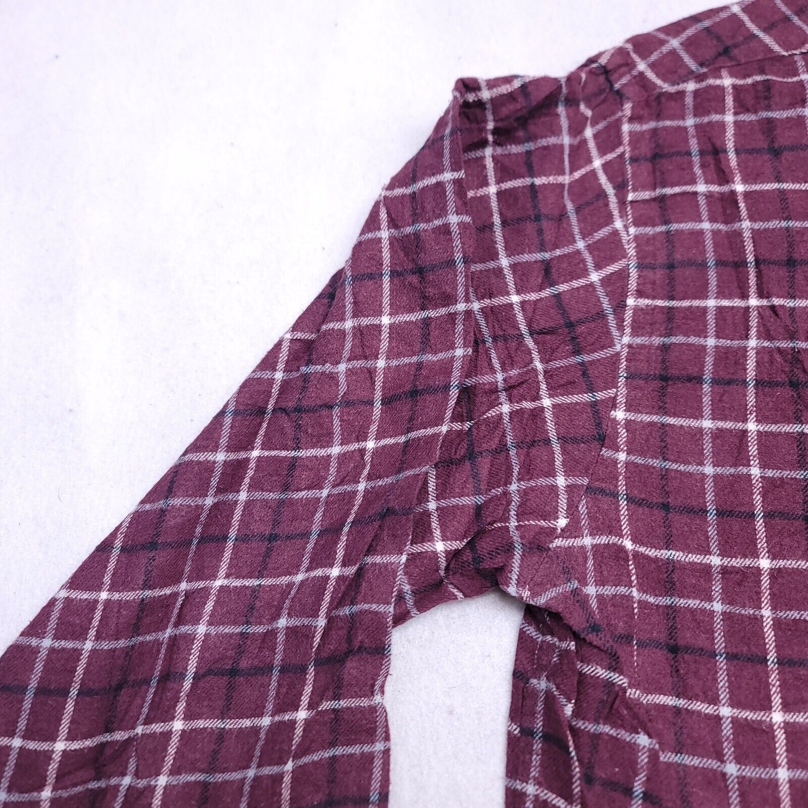 Croft & Barrow Croft & Barrow Windowpane Flannel Shirt Mens Size M Maroon Size US M / EU 48-50 / 2 - 4 Thumbnail