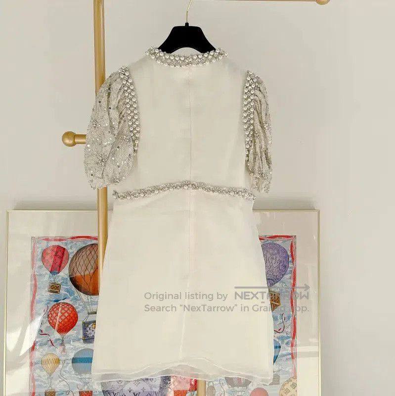 Miu Miu Miu Miu White Silk Long Sleeve Dress . Size XL / US 12-14 / IT 48-50 - 2 Thumbnail