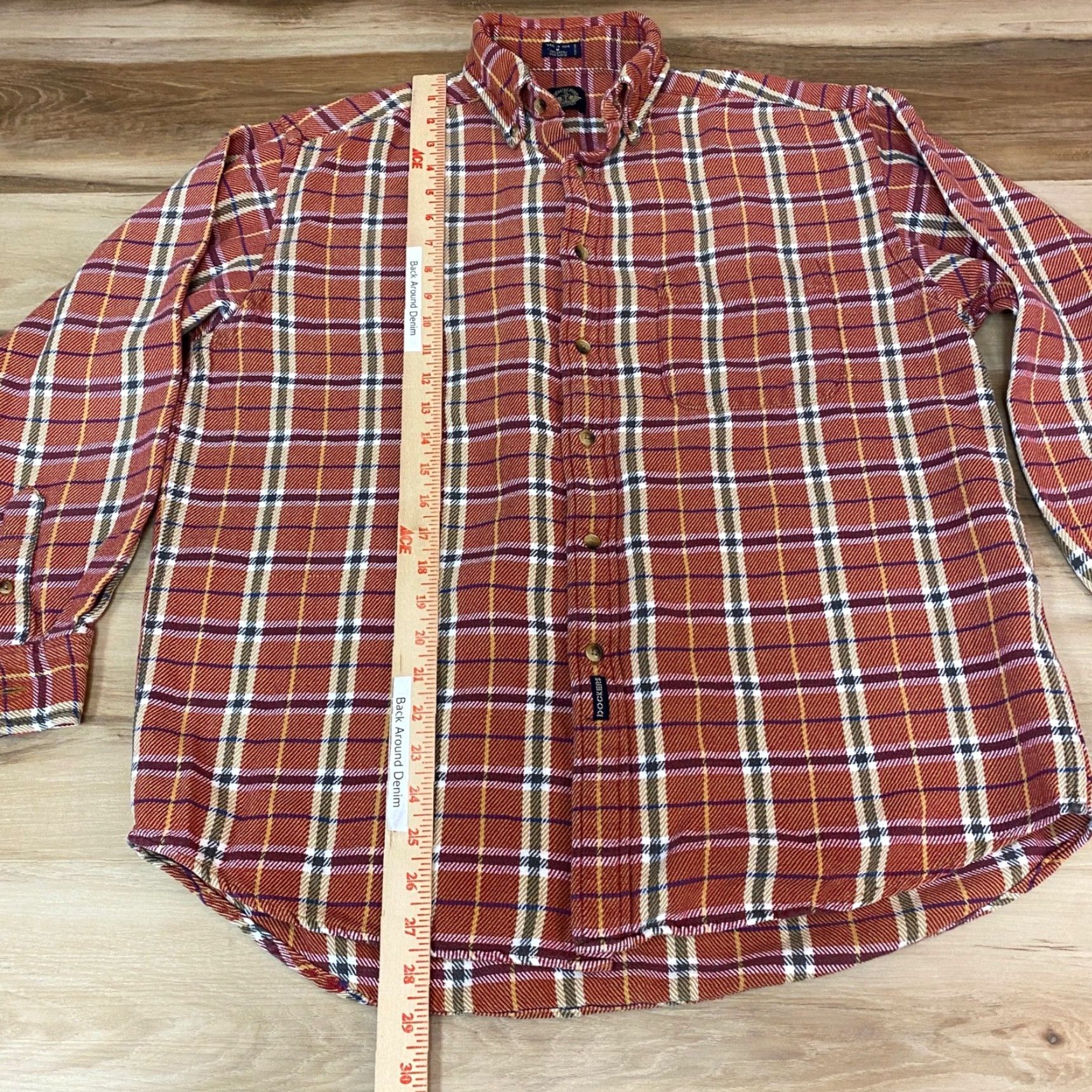 Dockers VINTAGE Dockers Shirt Mens M Button-Down Long Sleeve Plaid Orange Cotton Shirt Casual Classic Preppy Vintage Mens Size US M / EU 48-50 / 2 - 4 Thumbnail
