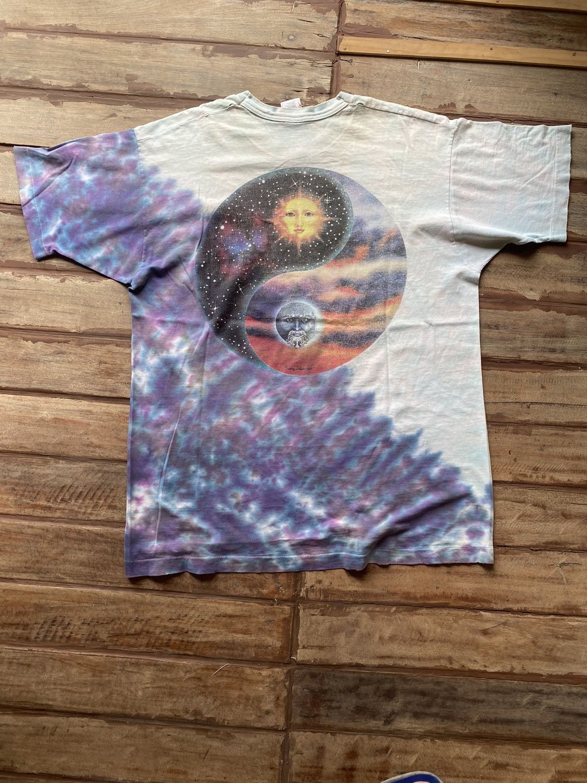 Band Tees × Grateful Dead × Vintage Vintage 1995 Tammy Schatz No Fade Sun & Moon Tie Dye T-Shirt Size US XL / EU 56 / 4 - 7 Thumbnail
