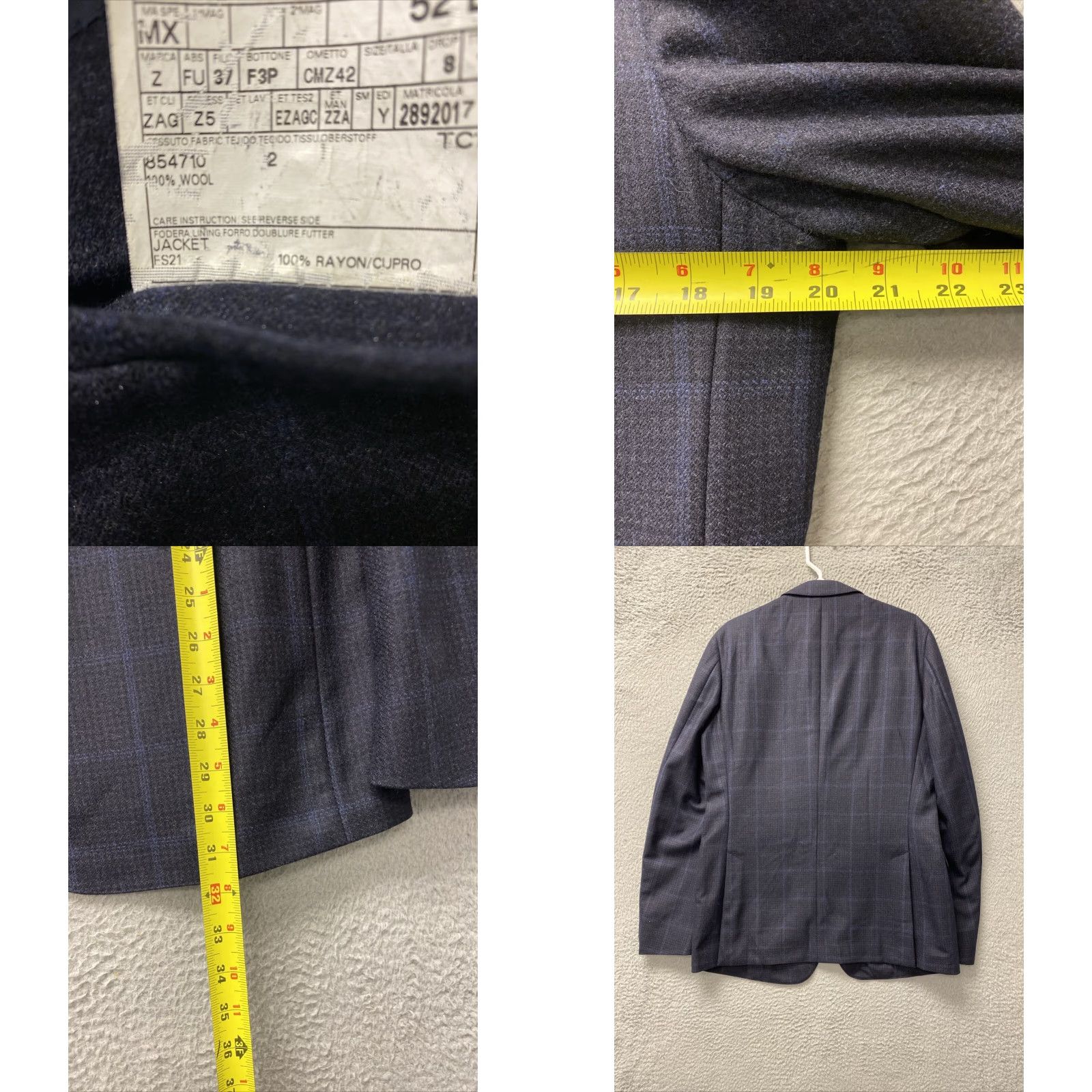Ermenegildo Zegna Z Zegna Blazer Wool Dark Plum Double Vent Notch Lapel Men 41 Chest 52 L Size Big & Tall Regular Size 52R - 9 Thumbnail