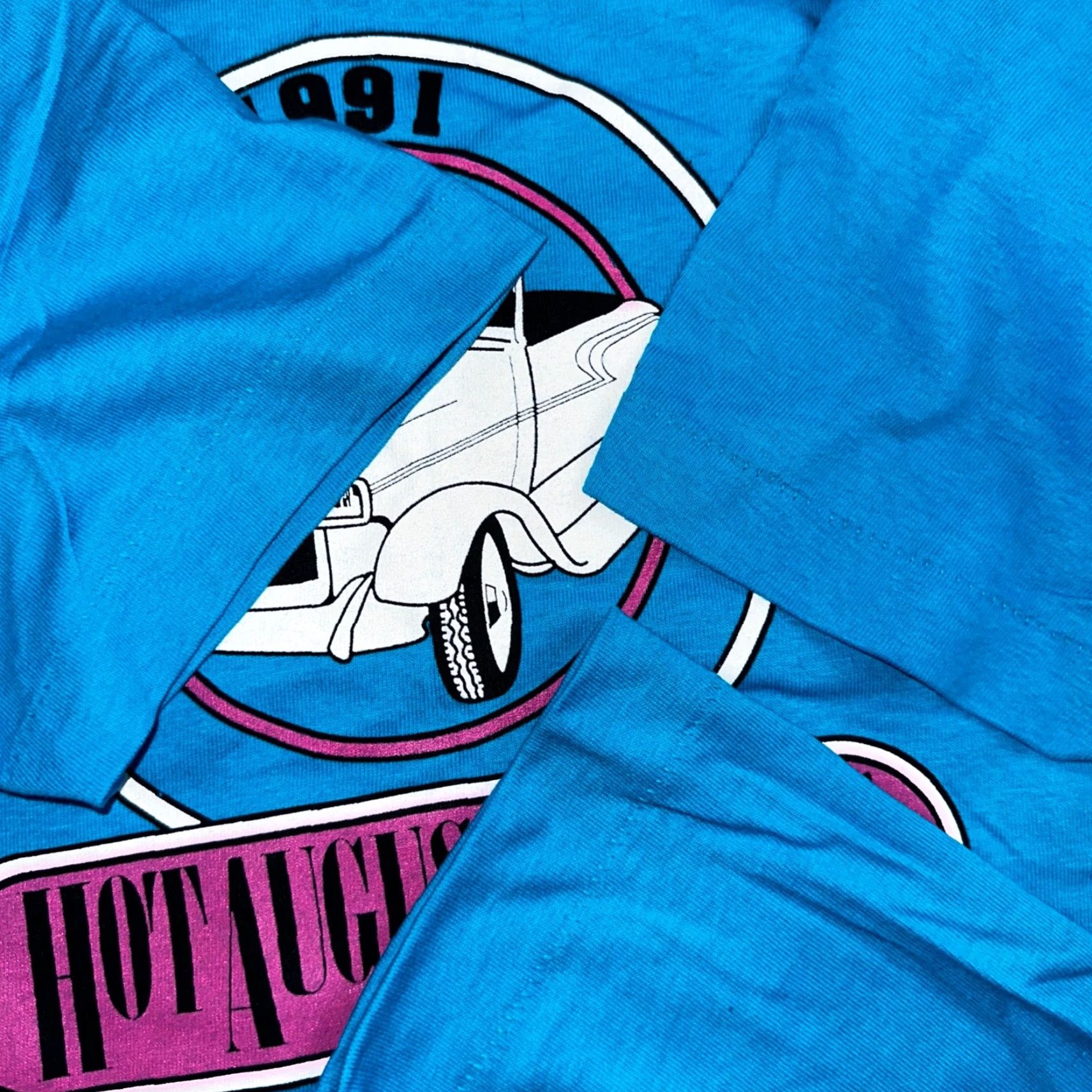 Fruit Of The Loom VINTAGE Hot August Nights 1991 VTG T Shirt 90s Single Stitch FOTL Graphic Sports Cars Mens L Blue Size US L / EU 52-54 / 3 - 6 Thumbnail