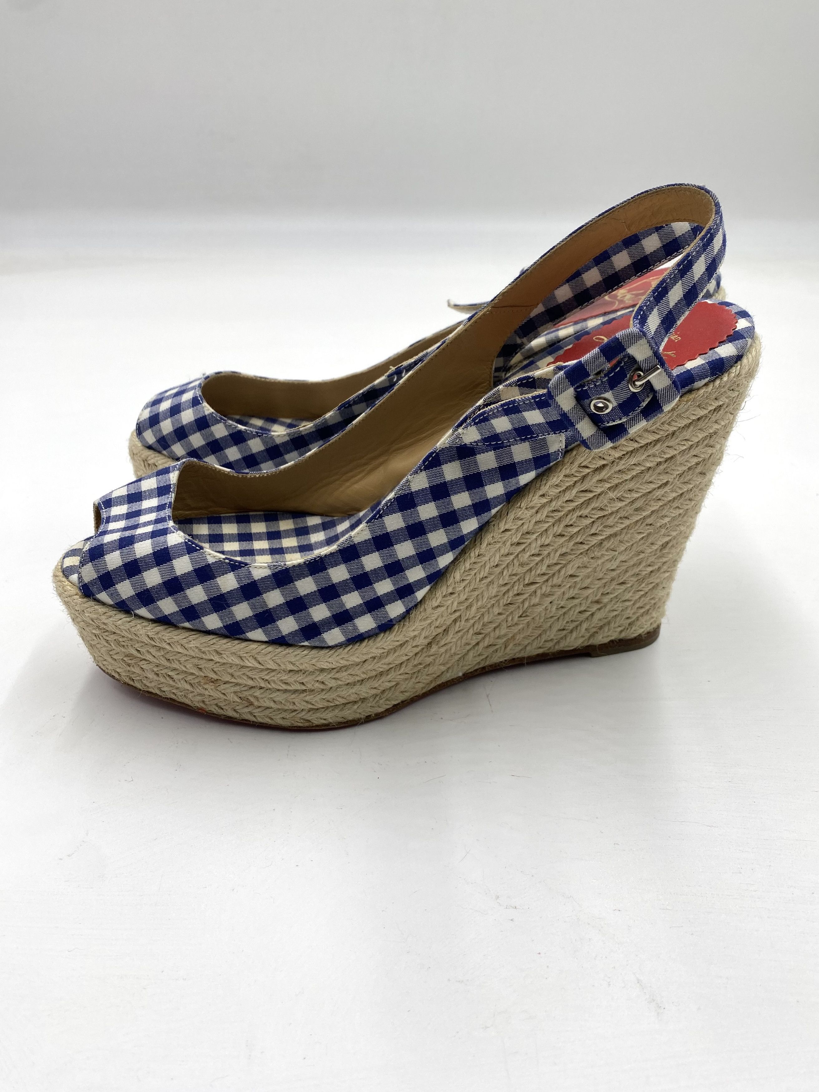 Christian Louboutin Jute Gingham Wedge Size US 10 / IT 40 - 6 Thumbnail