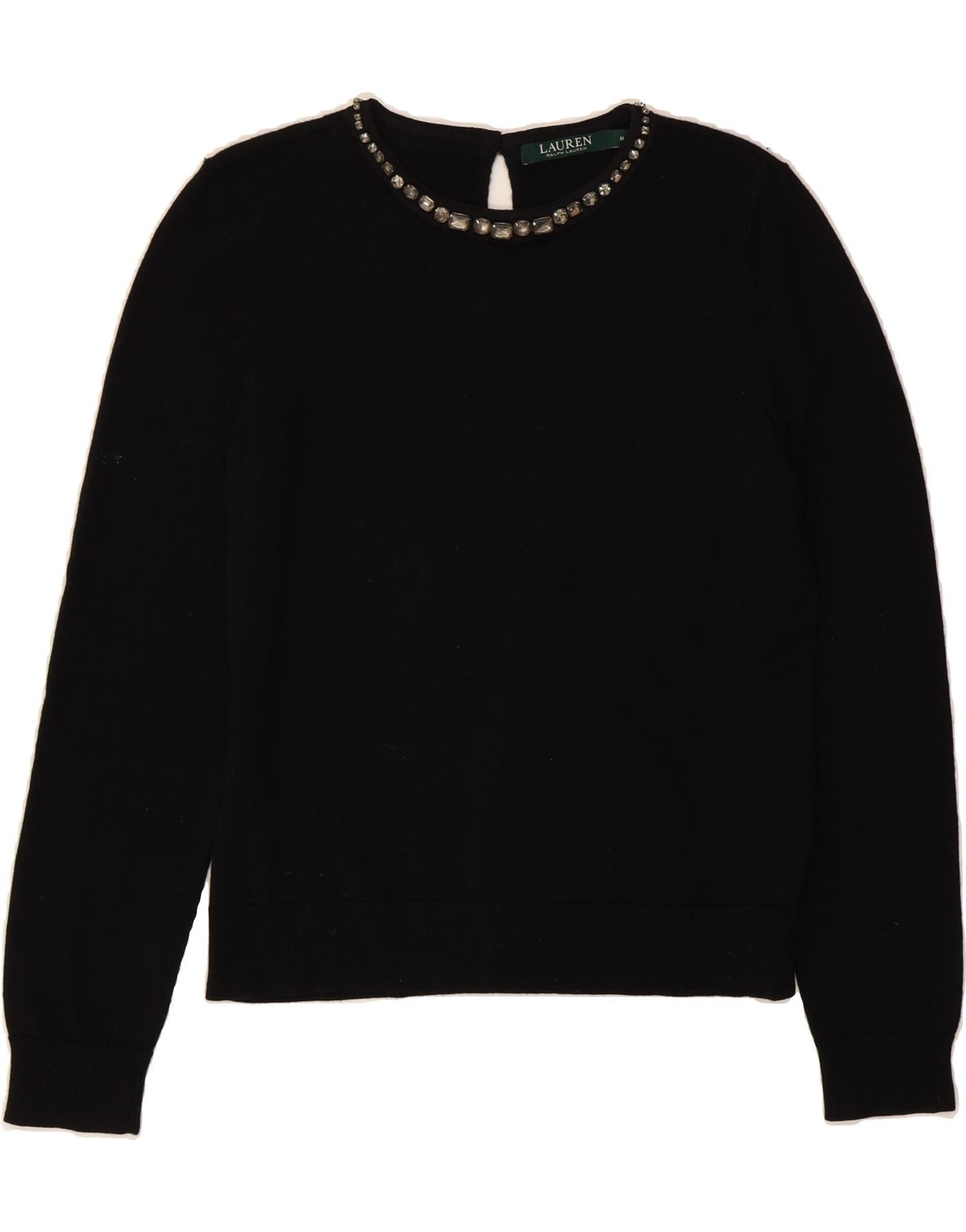 Ralph Lauren Womens Crew Neck Jumper Sweater UK 12 Medium Black Size M / US 6-8 / IT 42-44 - 1 Thumbnail