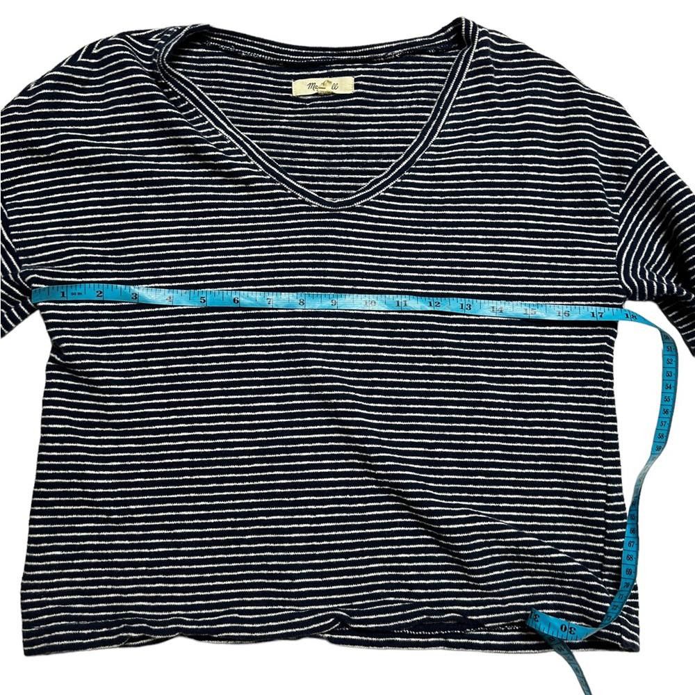 Madewell Madewell l Navy/White Textured 3/4 Sleeve Top XS Size XS / US 0-2 / IT 36-38 - 4 Thumbnail