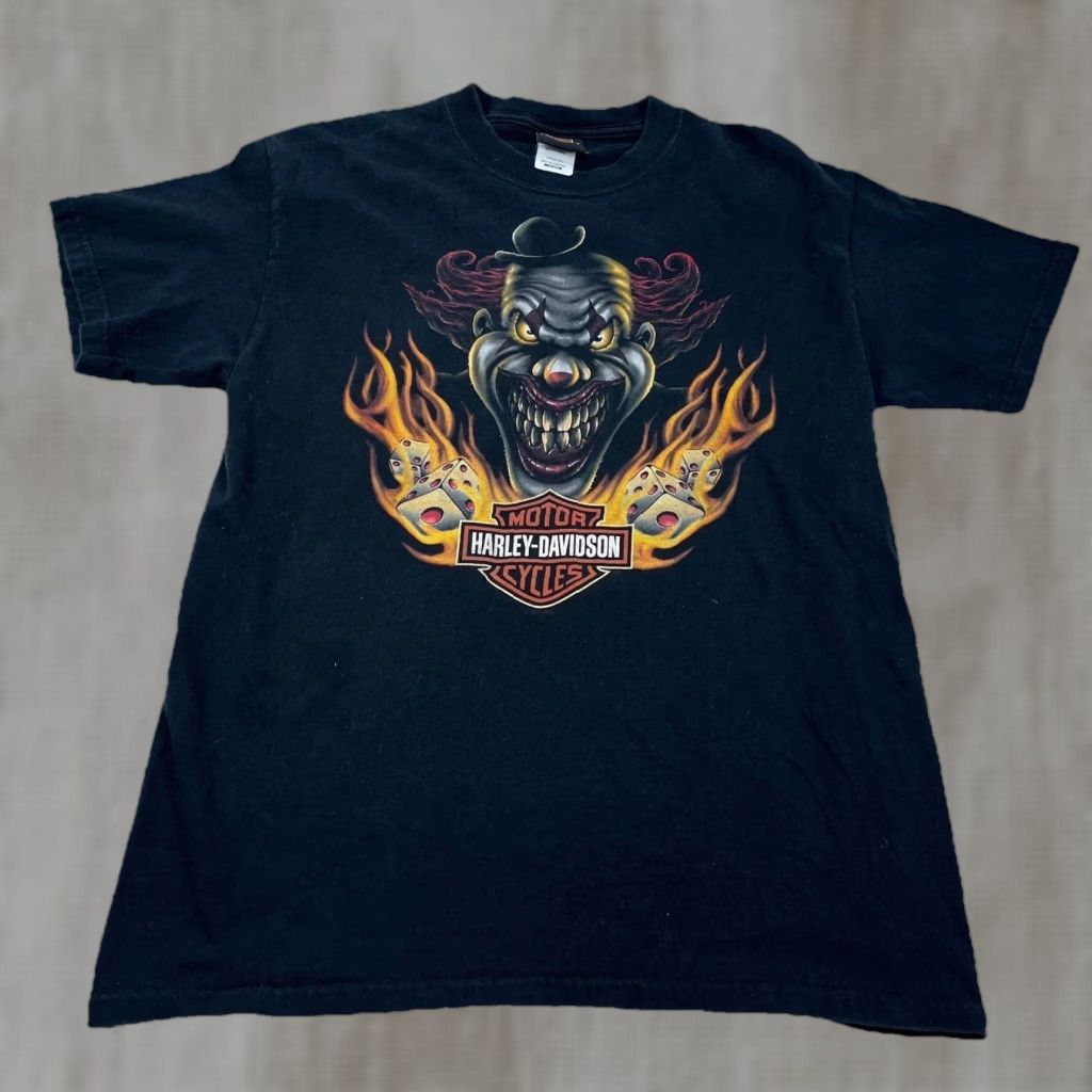 Vintage Harley-Davidson T-Shirt Men Medium Black 80s Biker Logo Graphic Casual
