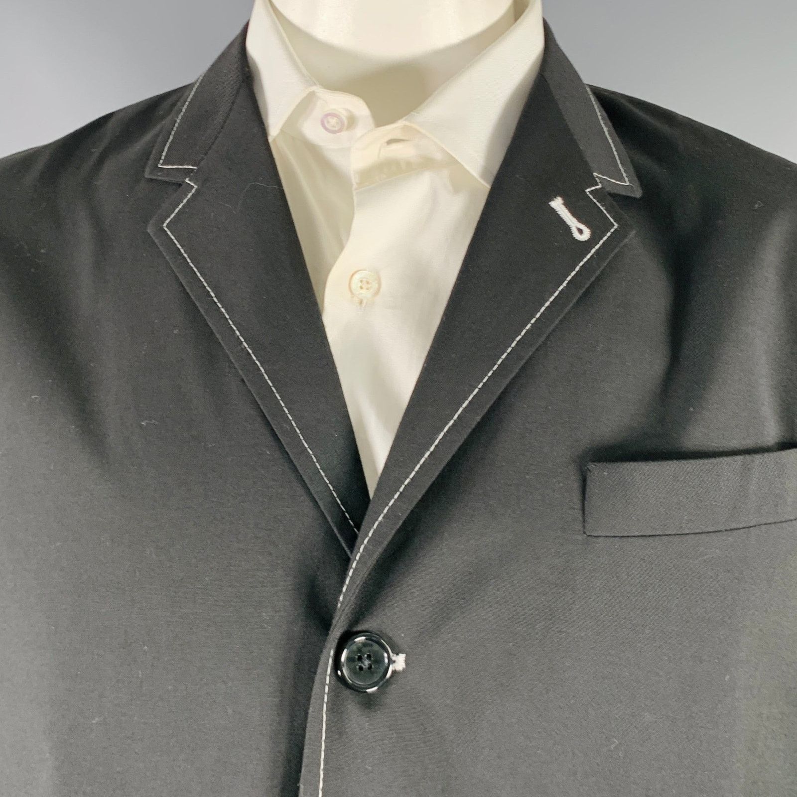 Other 8 BY YOOX Size 44 Black White Contrast Stitch Jacket Size US L / EU 52-54 / 3 - 2 Thumbnail
