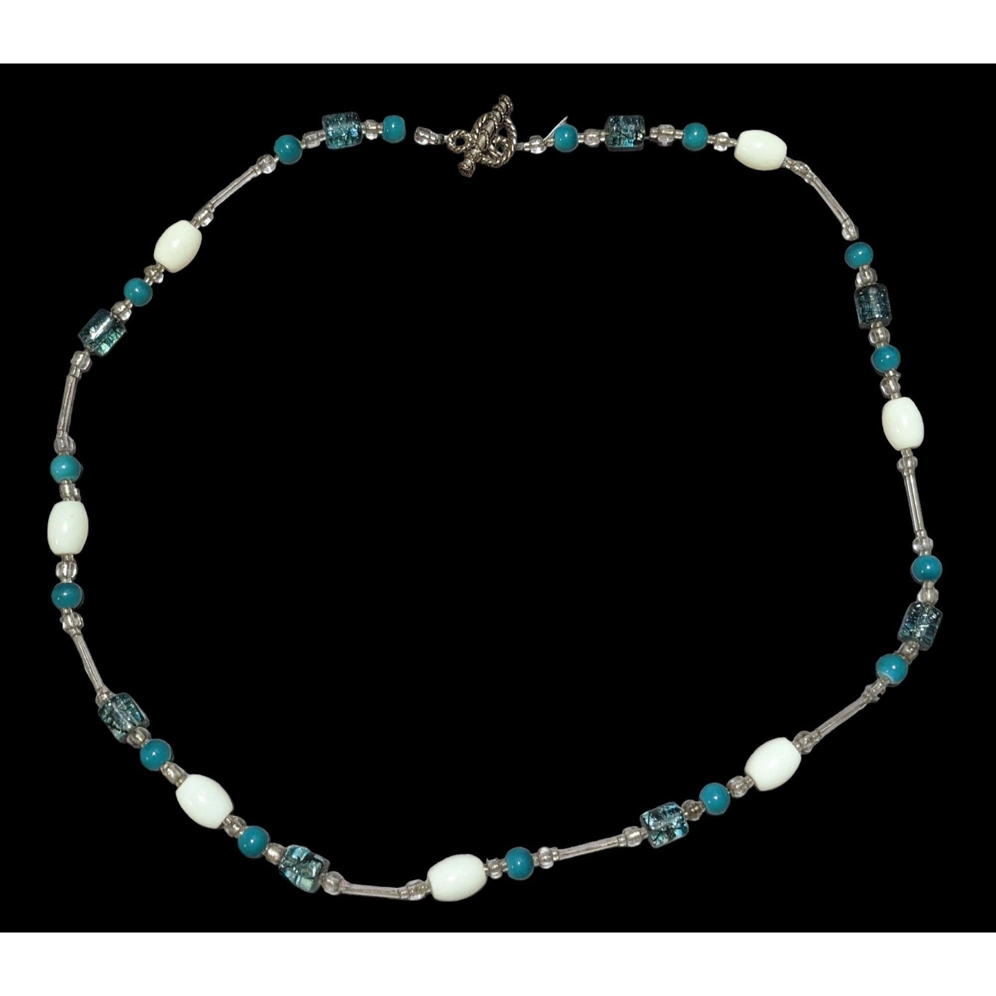 Other Blue And White Glass Beaded Toggle Necklace Size ONE SIZE - 1 Thumbnail