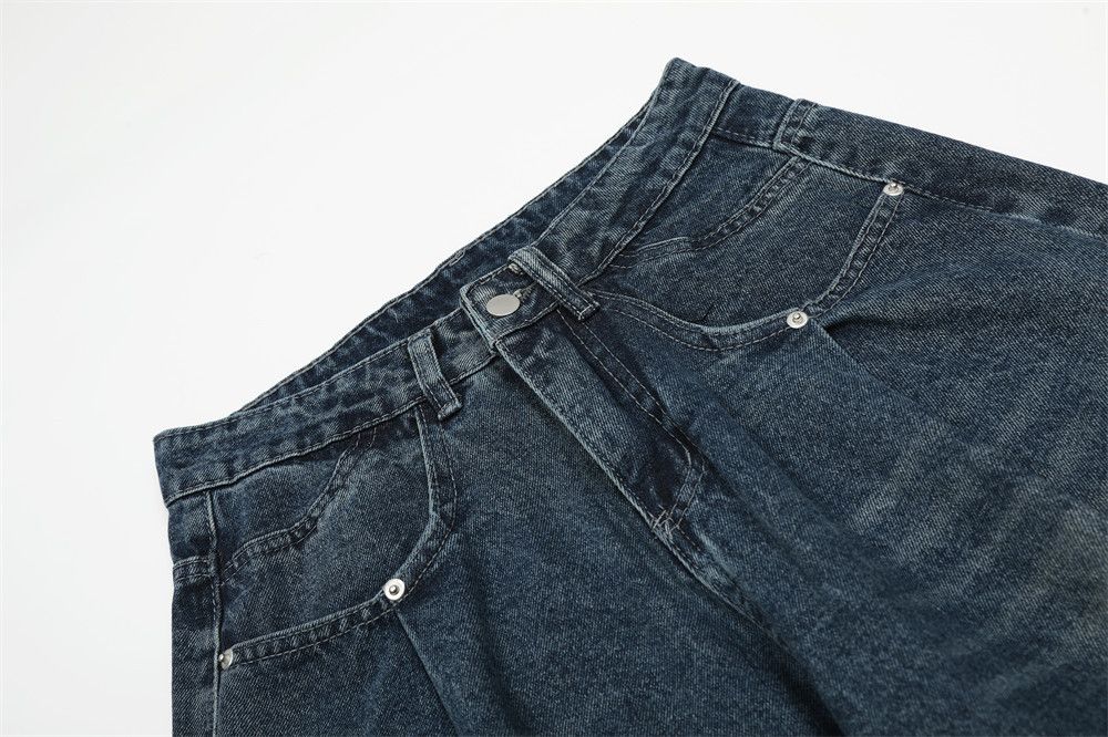 Japanese Brand × Jean Men's trendy rivet loose wide-leg distressed scimitar jeans Size US 34 / EU 50 - 4 Thumbnail