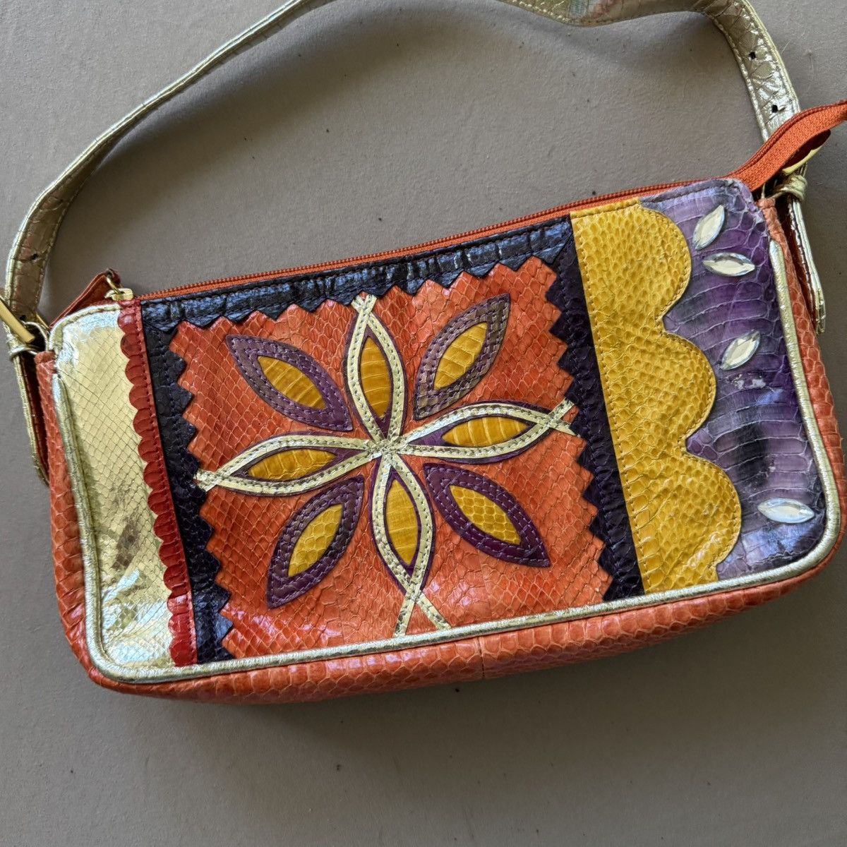Other Vintage Braccialini Snakeskin Patchwork Clutch Handbag Size ONE SIZE - 2 Thumbnail