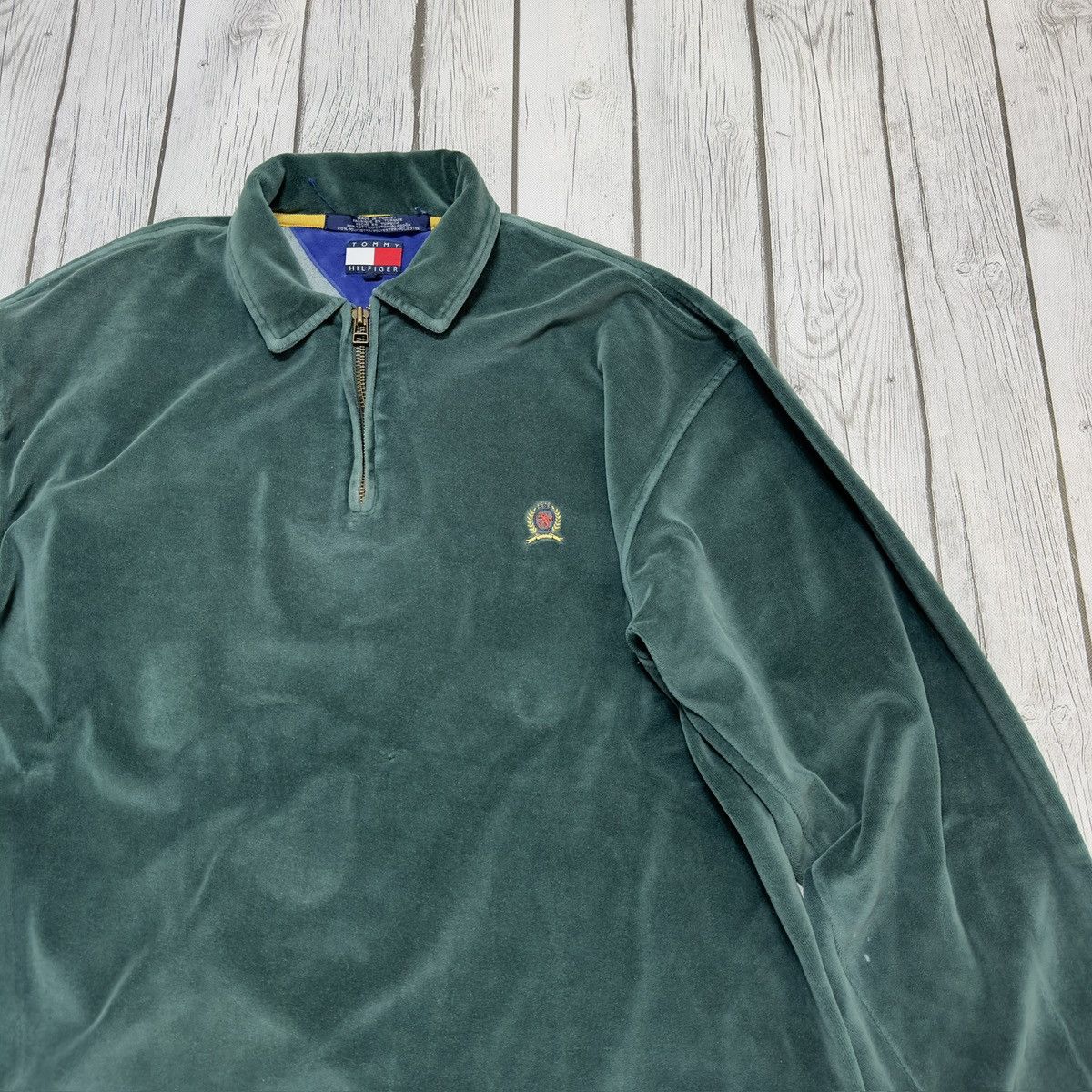 Tommy Hilfiger × Vintage Vintage Tommy Hilfiger velour sweatshirt Size US L / EU 52-54 / 3 - 3 Thumbnail