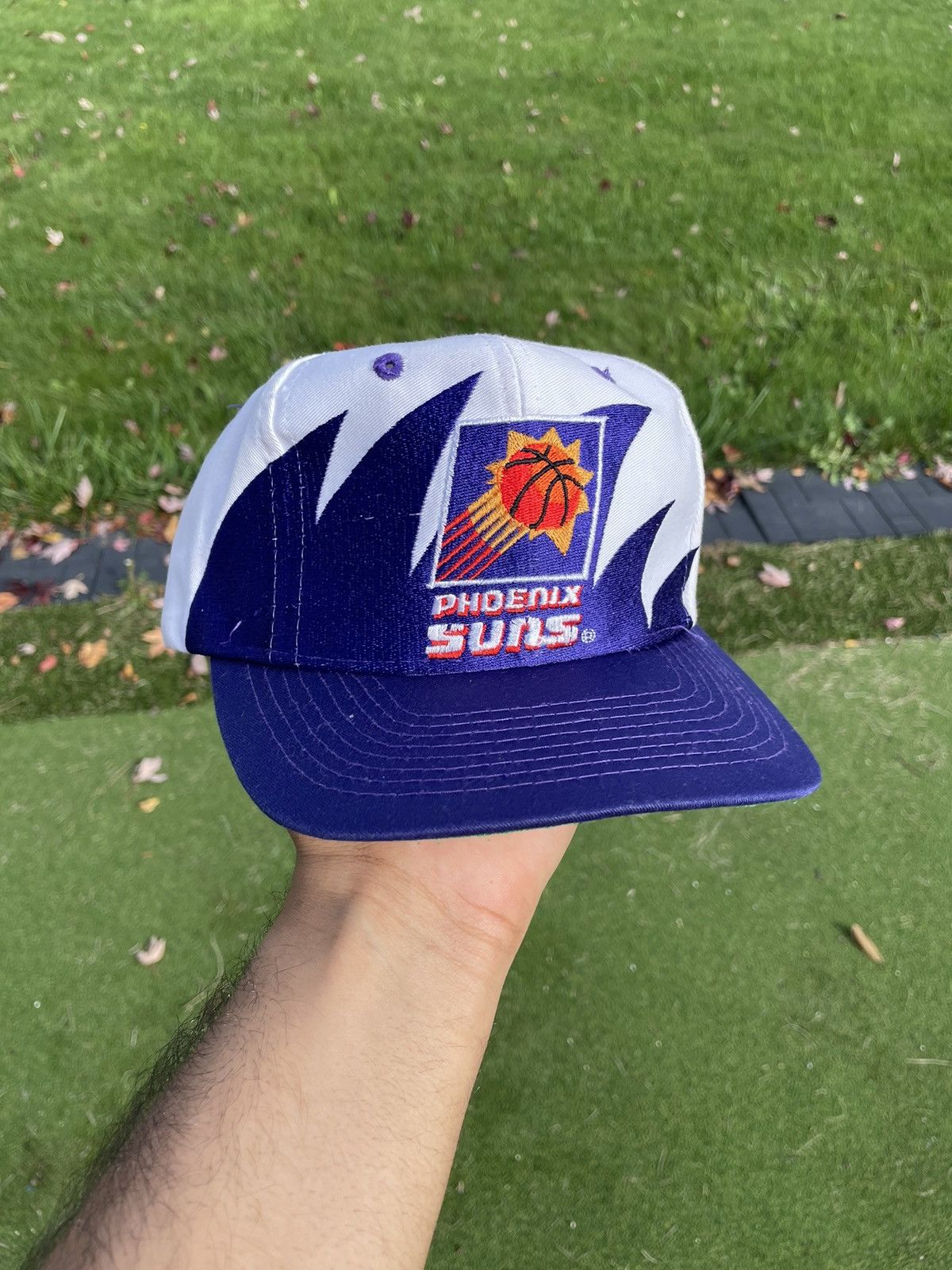 image of Vintage Logo Athletic Nba Phoenix Suns Sharktooth Hat 1990S in Purple, Men's
