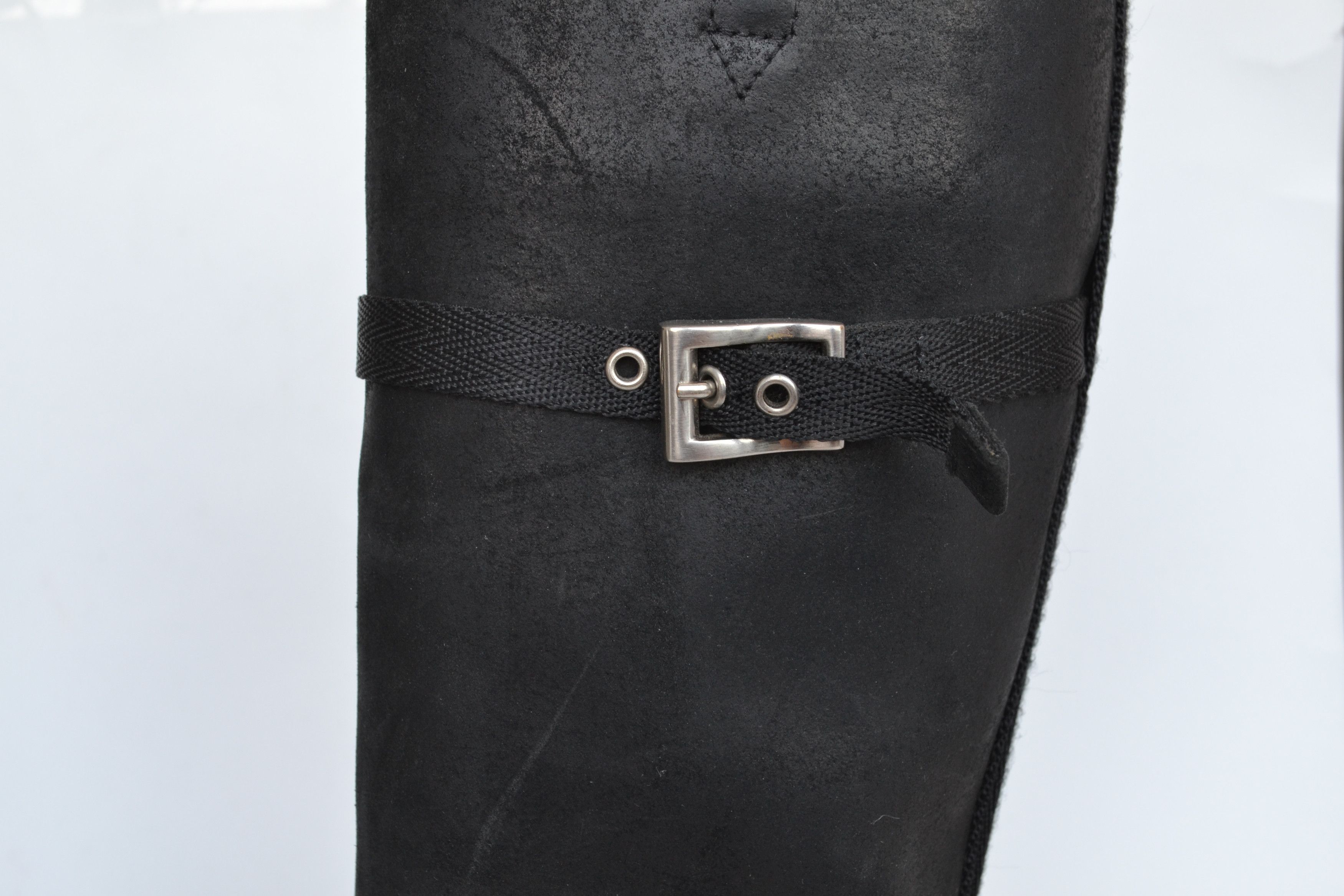 Prada PRADA Boots Black Aged Leather Buckle Riding Size 36 Size US 6 / IT 36 - 6 Thumbnail