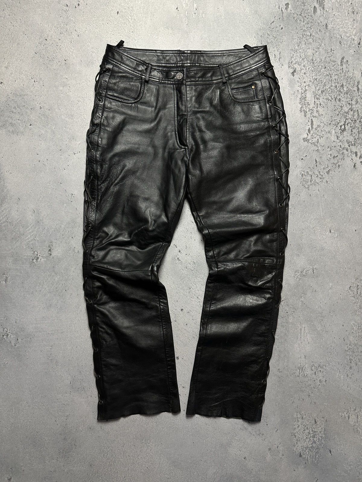 Genuine Leather Genuine Real Leather Highway 1 Pant Vintage Rock Punk Racing Size US 33 - 1 Thumbnail