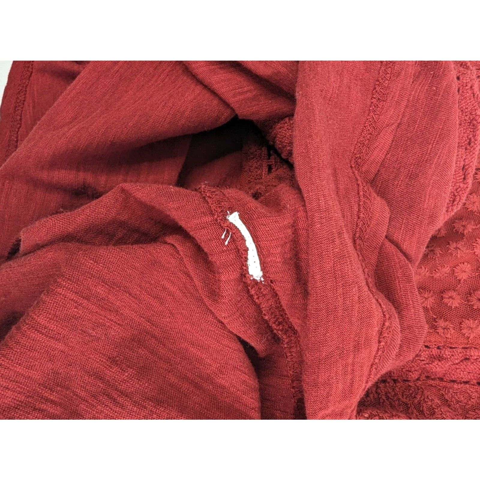 Lucky Brand Lucky Brand Blouse Shirt Long Sleeve Round Neck Red Burgundy Women L Lace Peasant Top Size L / US 10 / IT 46 - 7 Thumbnail