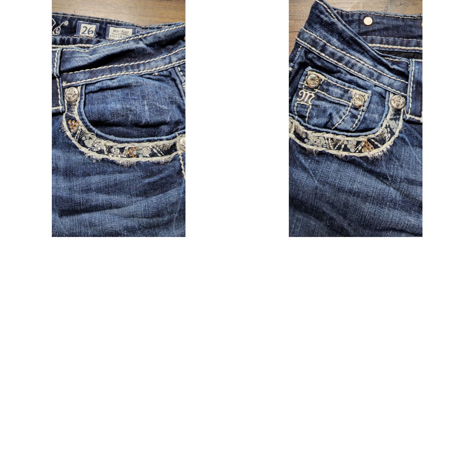 Miss Me Womens Miss Me Jeans JE8132EC Mid Rise Cropped Size 26 Blue Rhinestone Accents Womens 26 Jeans Cropped 90s/2000s Style Size 26" / US 2 / IT 38 - 8 Thumbnail
