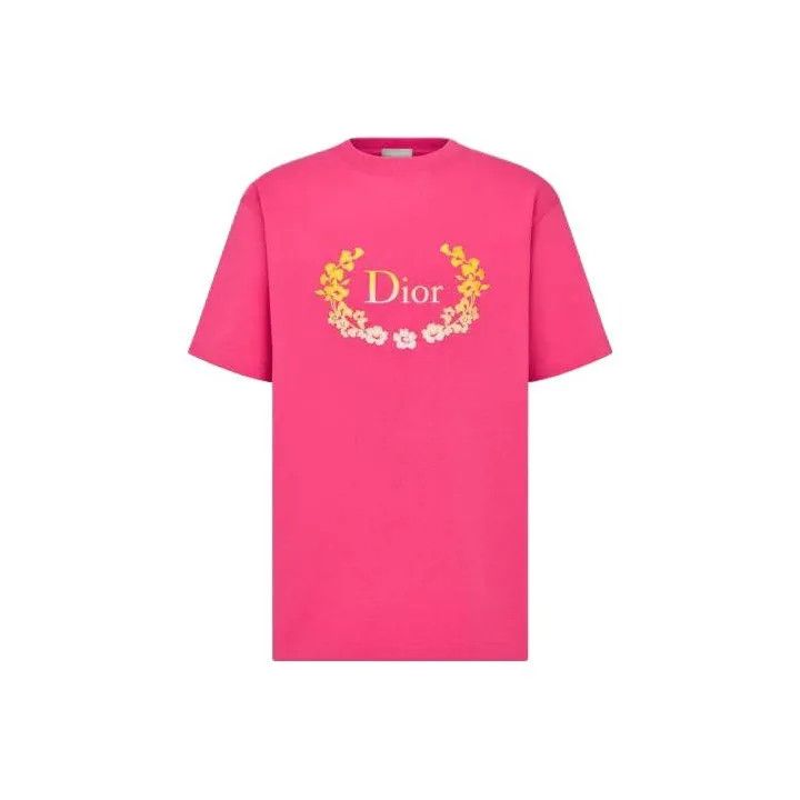 Dior Dior Logo Print Casual T-Shirt in Pink 0079 Size L / US 10 / IT 46 - 1 Thumbnail