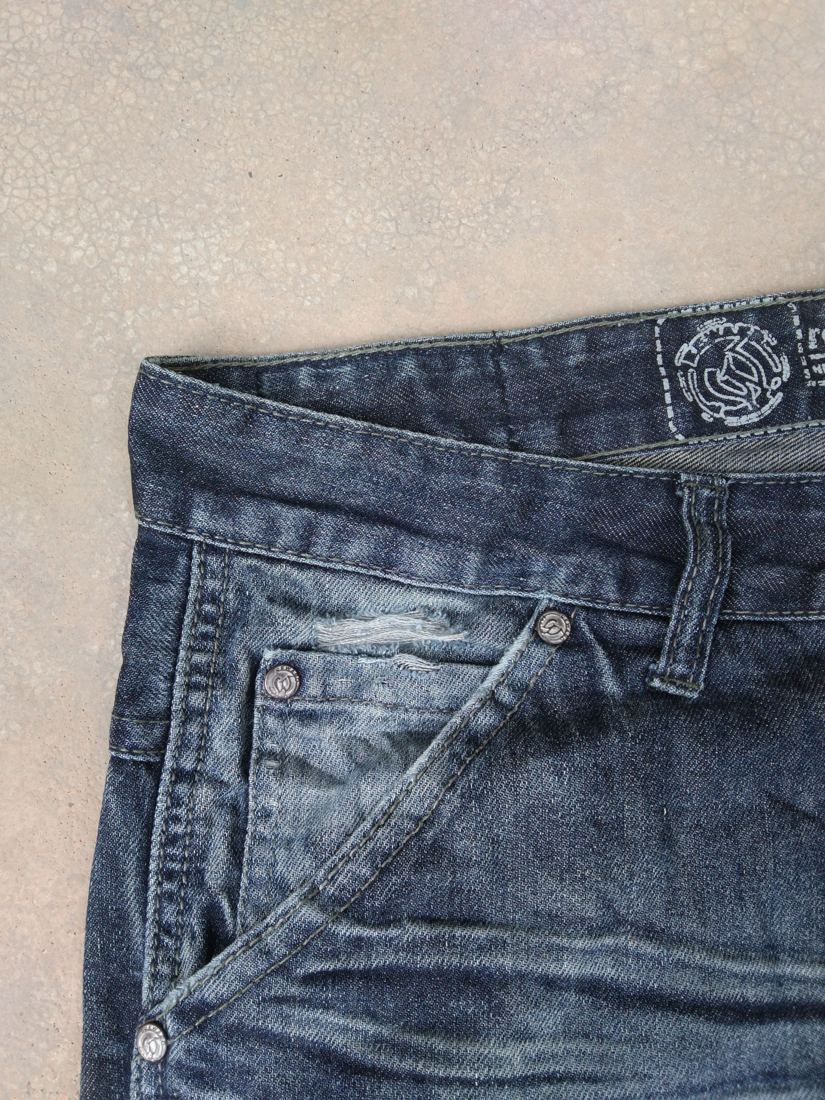 Jean Vintage Reward Denim Whisker Distressed Jeans 34x36 Size US 34 / EU 50 - 6 Thumbnail