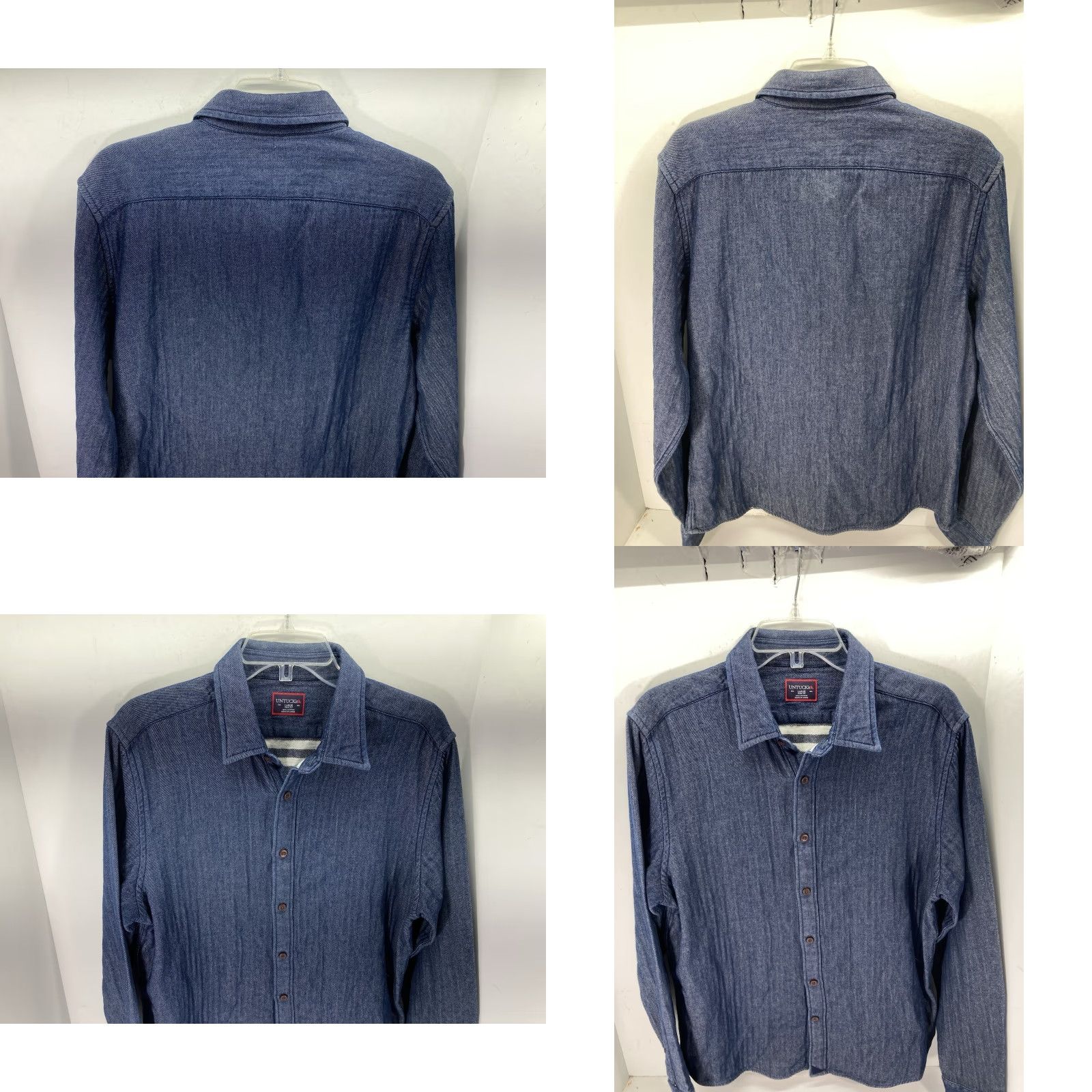 UNTUCKit UNTUCKit Shirt Men Large Blue Button Flannel Lined Long Sleeve Cotton Slim Fit Shirt Size US L / EU 52-54 / 3 - 8 Thumbnail