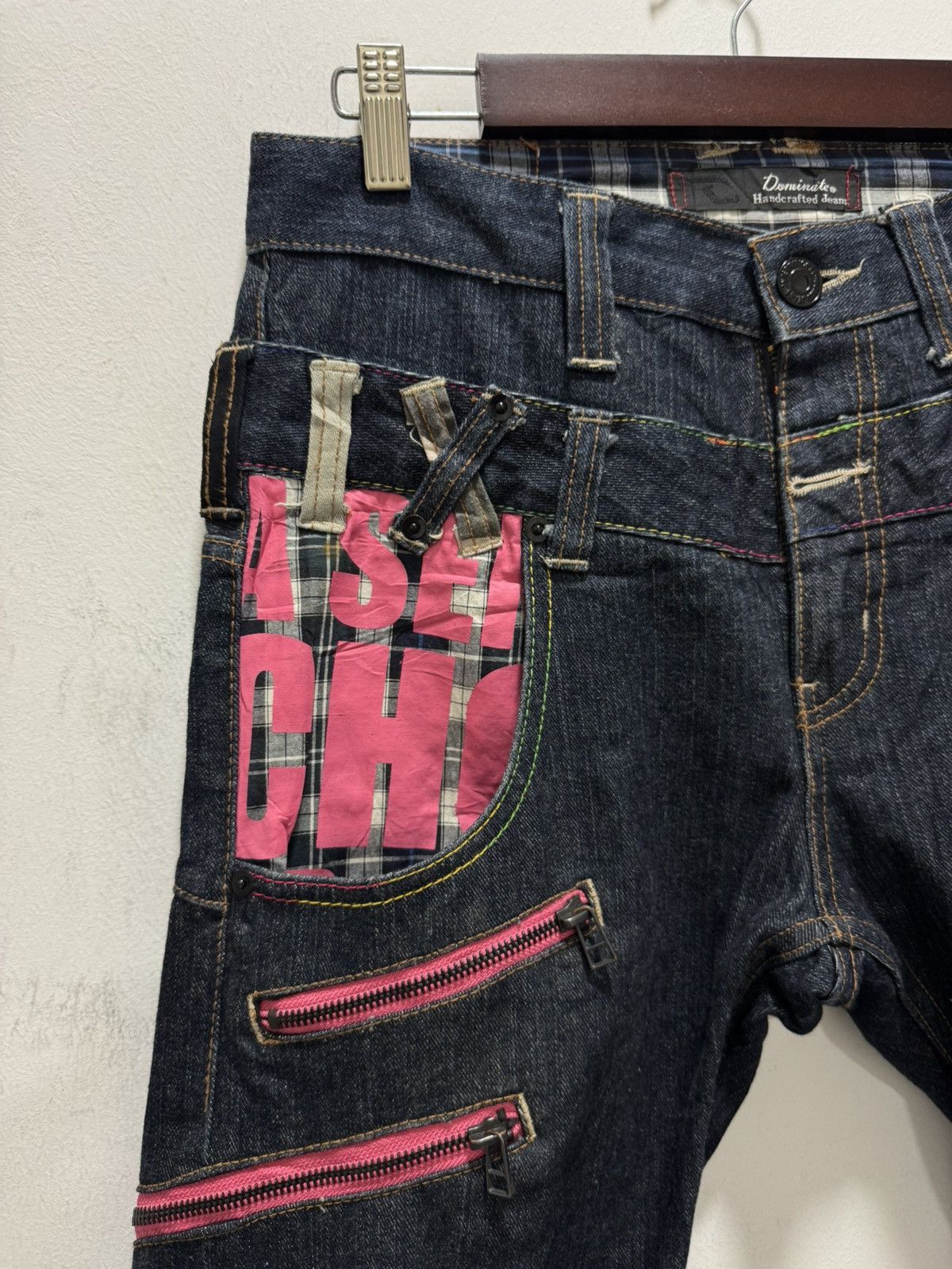 Japanese Brand VINTAGE DOMINATE DOUBLE WAIST CURVED PUNK STYLE DENIM Size US 30 / EU 46 - 5 Thumbnail