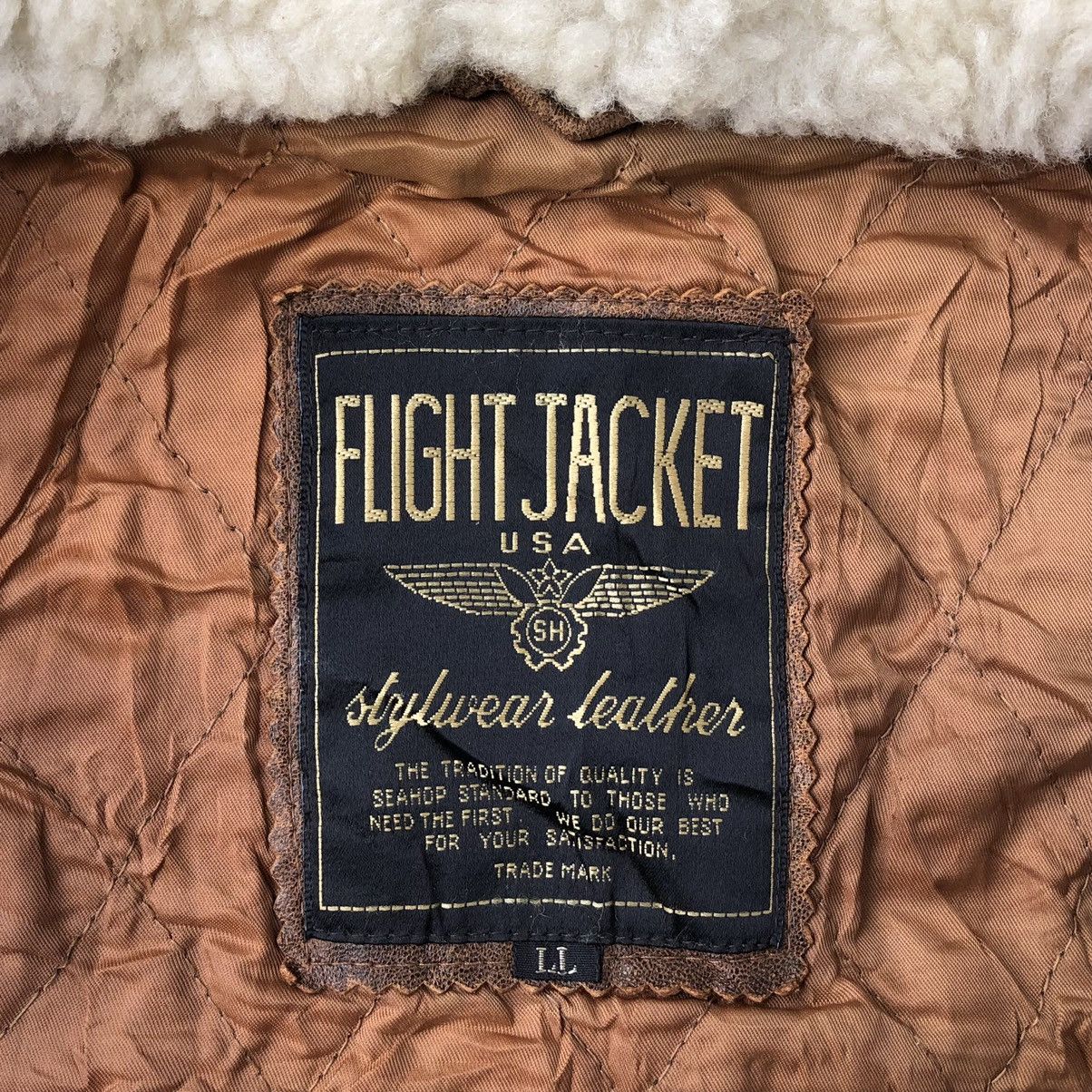 Vintage VTG Sheep Leather Flight Jacket Removable Sheeps Wool Collar Size US L / EU 52-54 / 3 - 18 Thumbnail