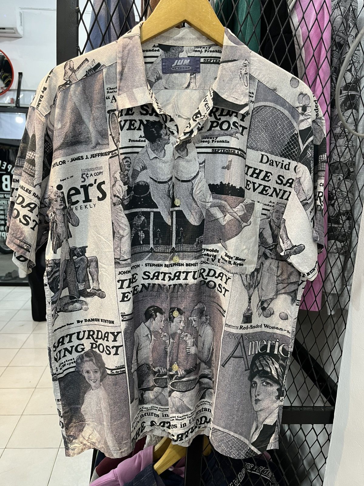 Japanese Brand 🔥Rare item!!! Vintage Jun Men All Of Print Shirt Size US XL / EU 56 / 4 - 1 Thumbnail