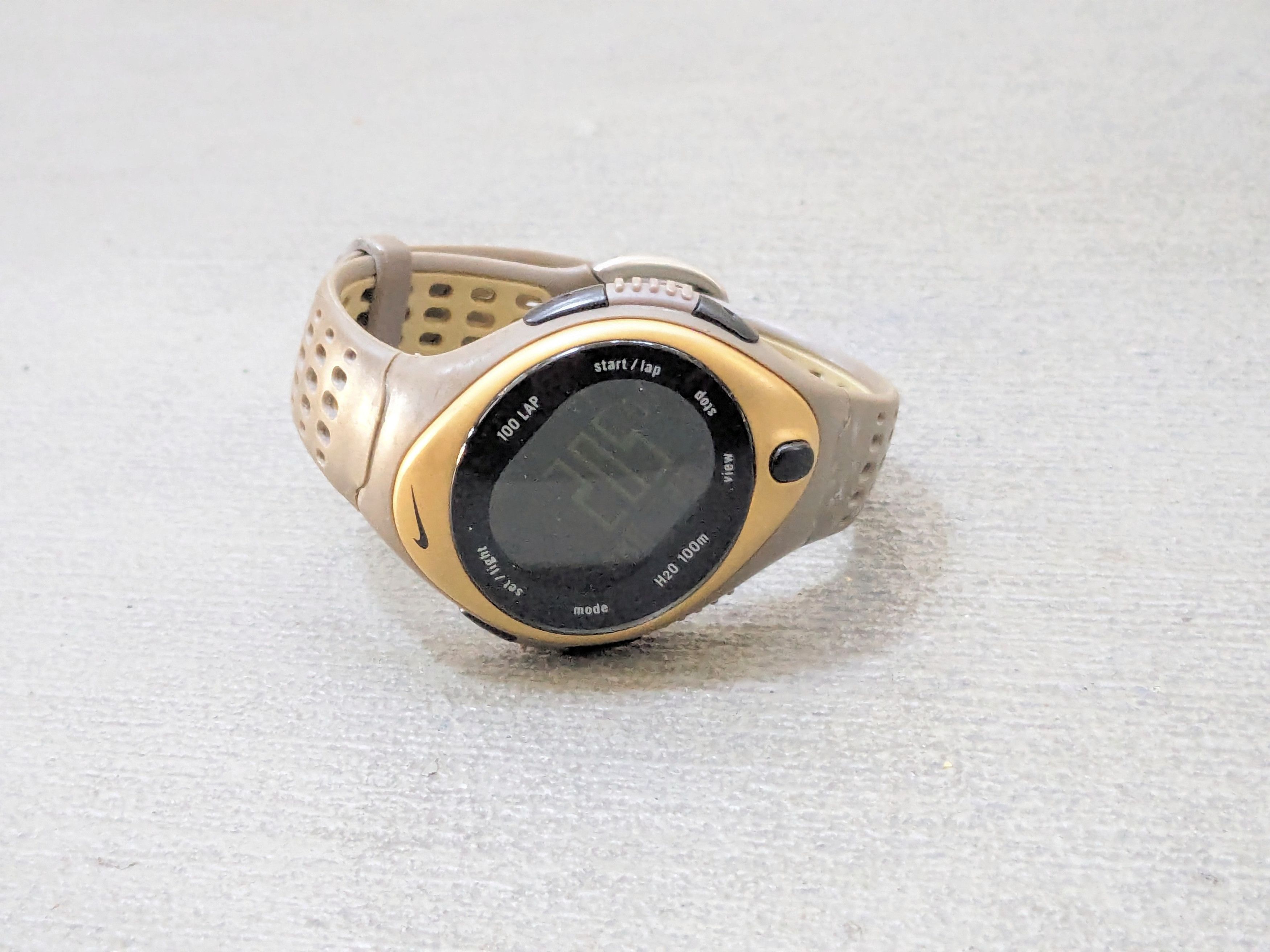 Vintage Nike Watch Gold Gray Rubber Digital, Men's
