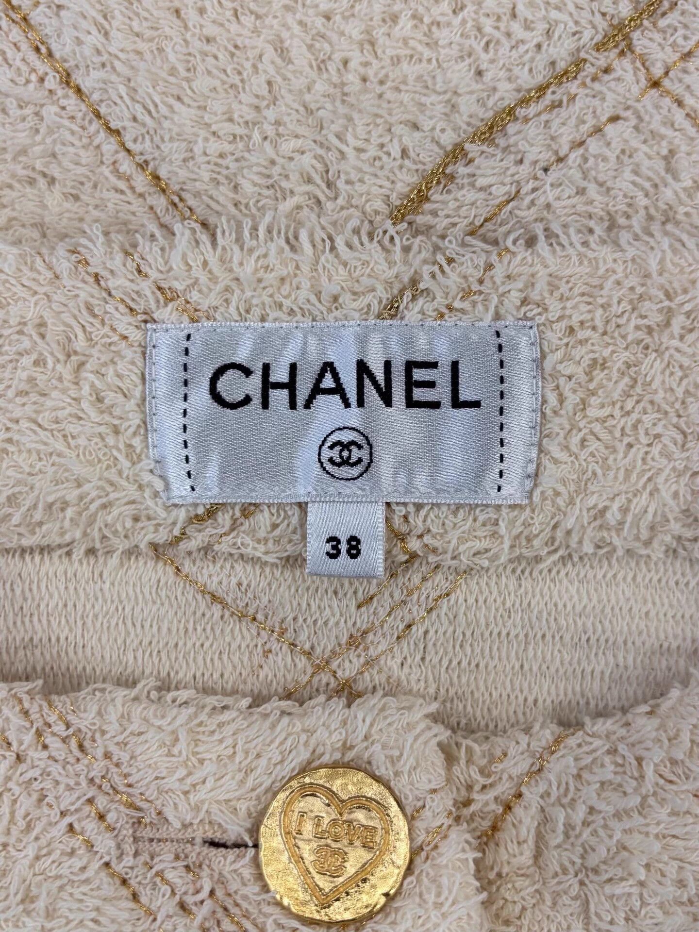 Chanel Chanel 38 ivory terry CC heart gold diamond skirt Size 27" / US 4 / IT 40 - 4 Thumbnail
