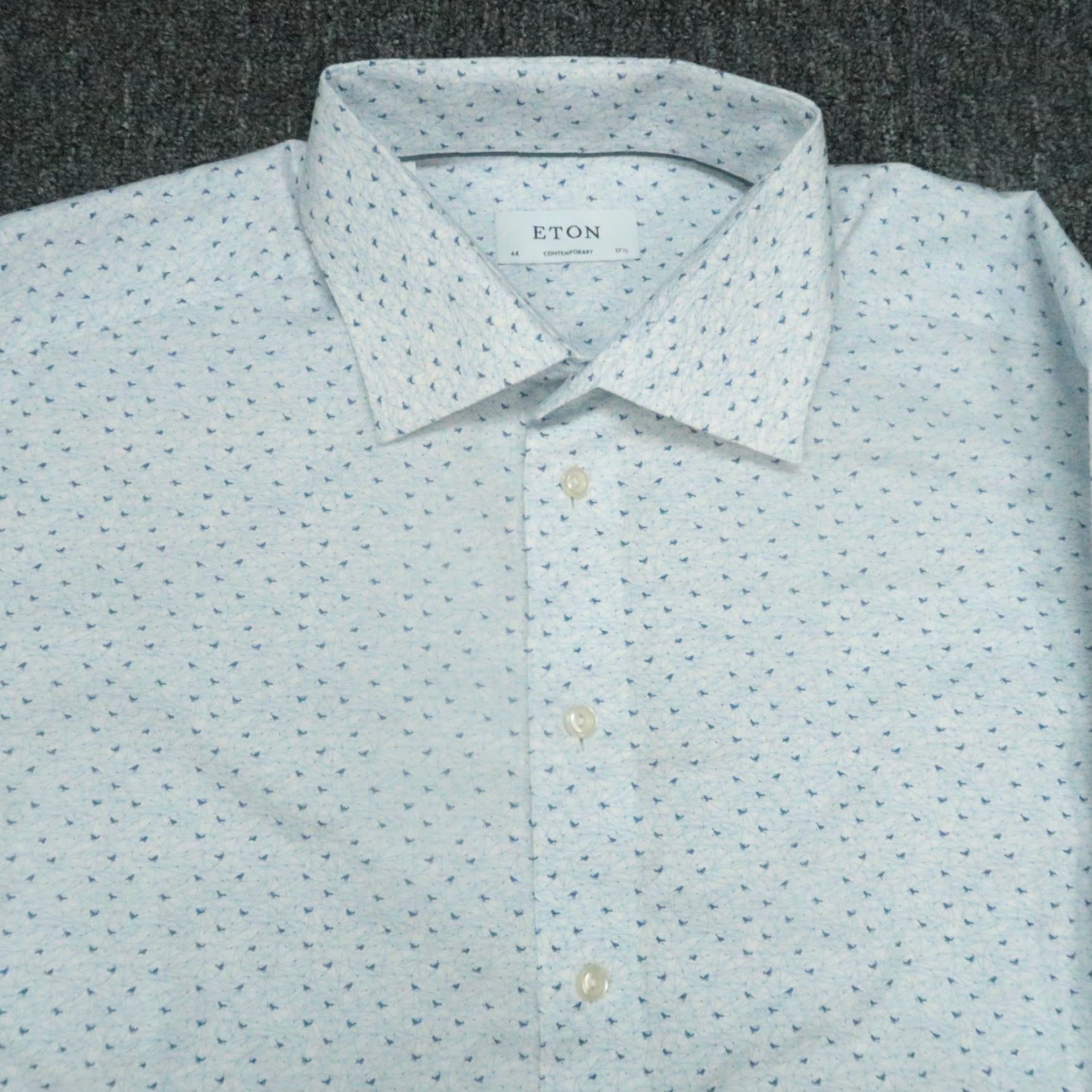 Eton Eton Shirt Mens XL White Blue Geo Bird Contemporary Long Sleeve Button Up Size US XL / EU 56 / 4 - 2 Thumbnail