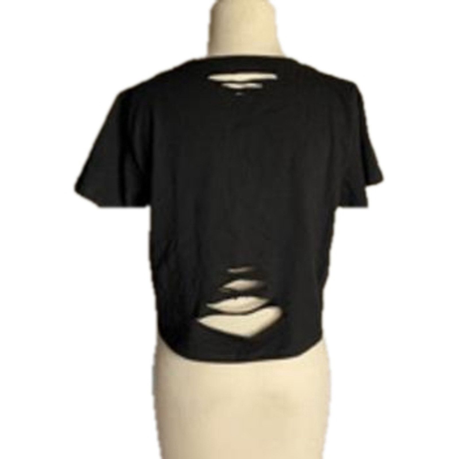 Handmade Upcycled Gothic Cut Out Black T-Shirt M Alt Grunge Y2K Size M / US 6-8 / IT 42-44 - 6 Thumbnail