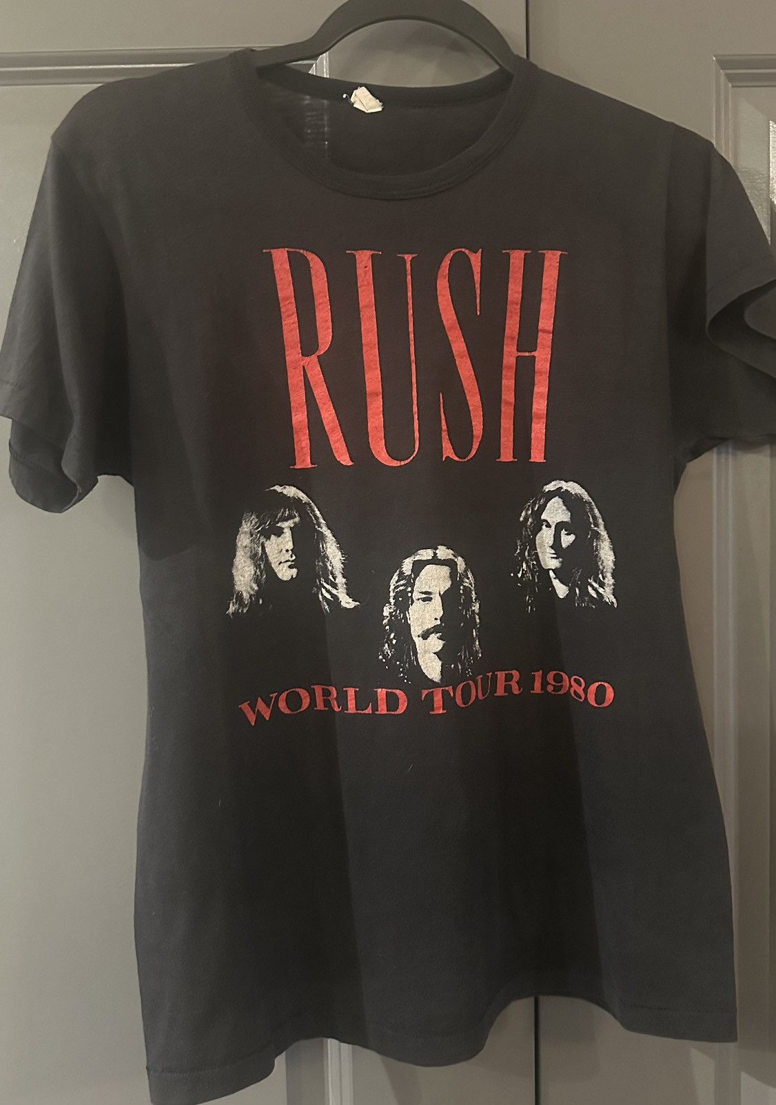 image of Band Tees Vintage 1980 Rush Tour Concert Band Tee in Black, Men's (Size Large)