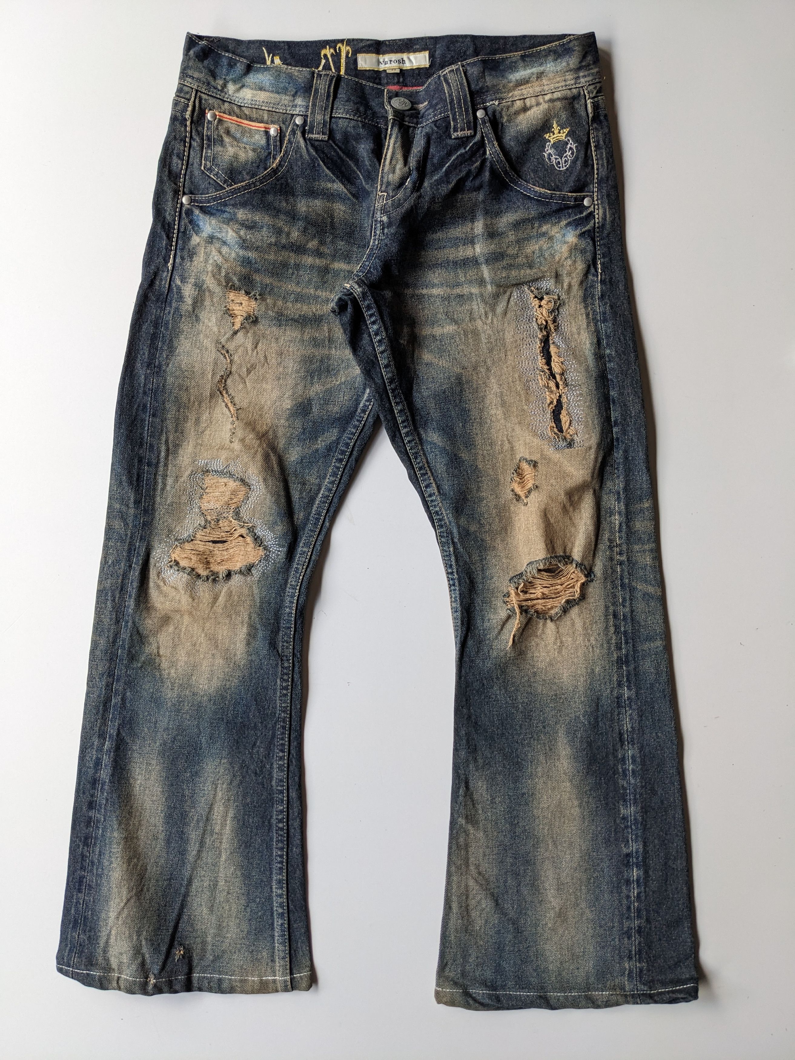 If Six Was Nine × Le Grande Bleu (L.G.B.) Varosh mud wash ripped flare jeans Size US 32 / EU 48 - 2 Thumbnail