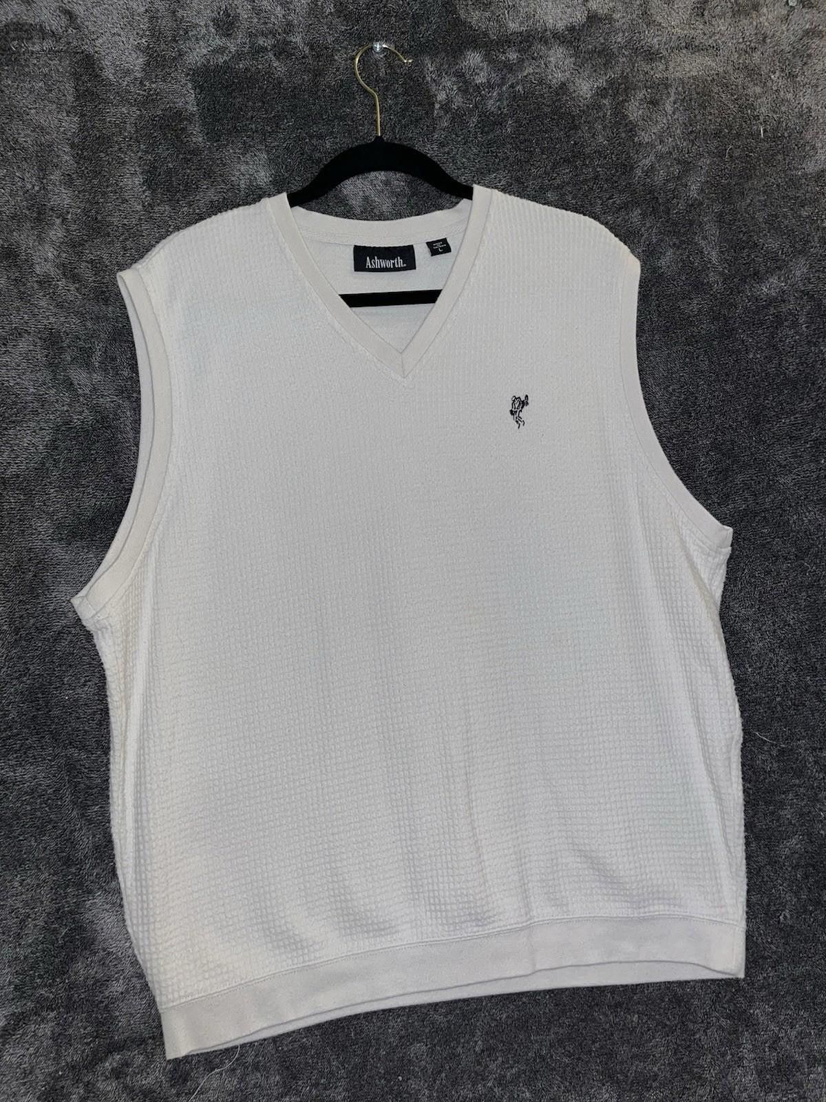 Ashworth Vtg Ashworth White Waffle Knit Vest Golf V-Neck L Tall 90s Size US L / EU 52-54 / 3 - 1 Thumbnail