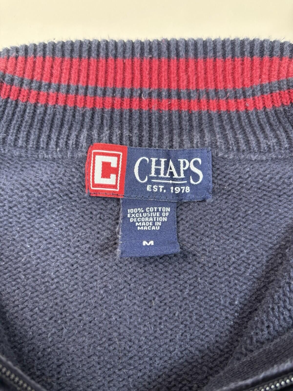 Chaps Chaps Mens Navy Blue Quarter Zip Pullover Size Medium Size US M / EU 48-50 / 2 - 3 Thumbnail