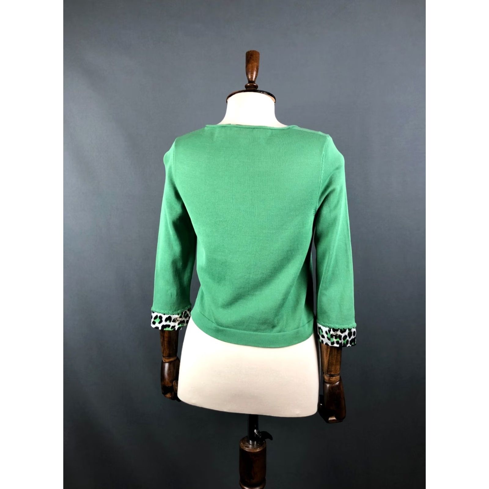 Just Cavalli Just Cavalli Women Top Cotton Green S 3/4 Sleeve Button-Up Knit Casual Modern Regular Fit Size S / US 4 / IT 40 - 3 Thumbnail