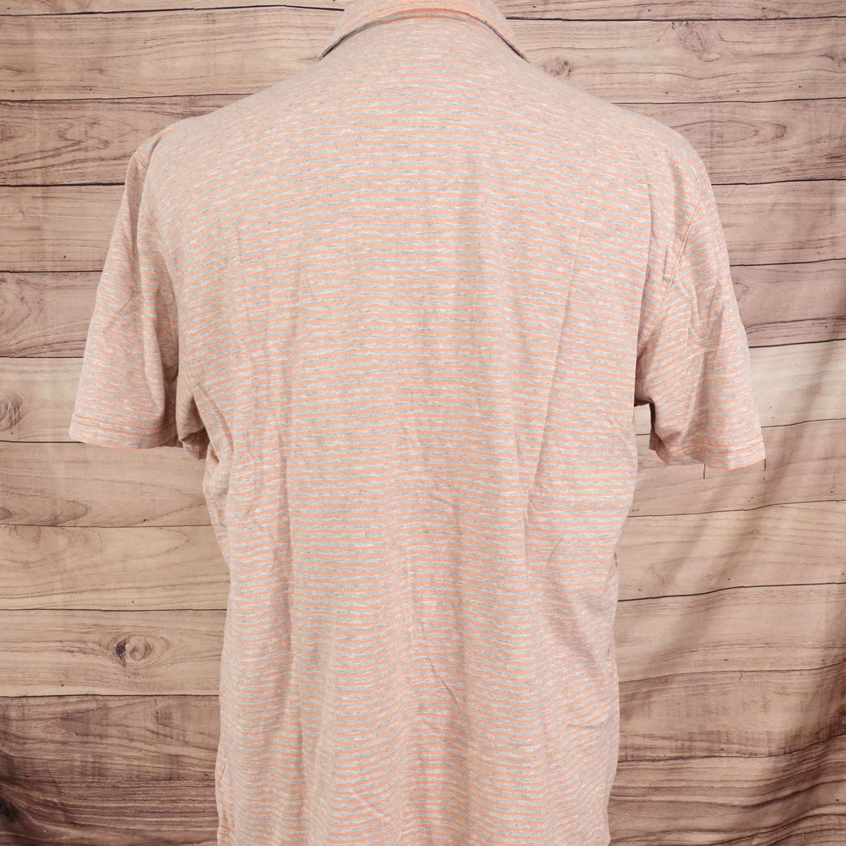 Michael Kors Michael Kors Polo Shirt Mens Large Orange Gray Striped Short Sleeve Cotton Size US L / EU 52-54 / 3 - 4 Thumbnail